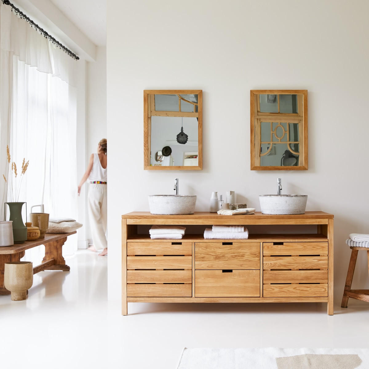 WASCHTISCHUNTERSCHRANK Serena Natur aus Eiche - Naturfarben, Holz (165/78/55cm) - Tikamoon