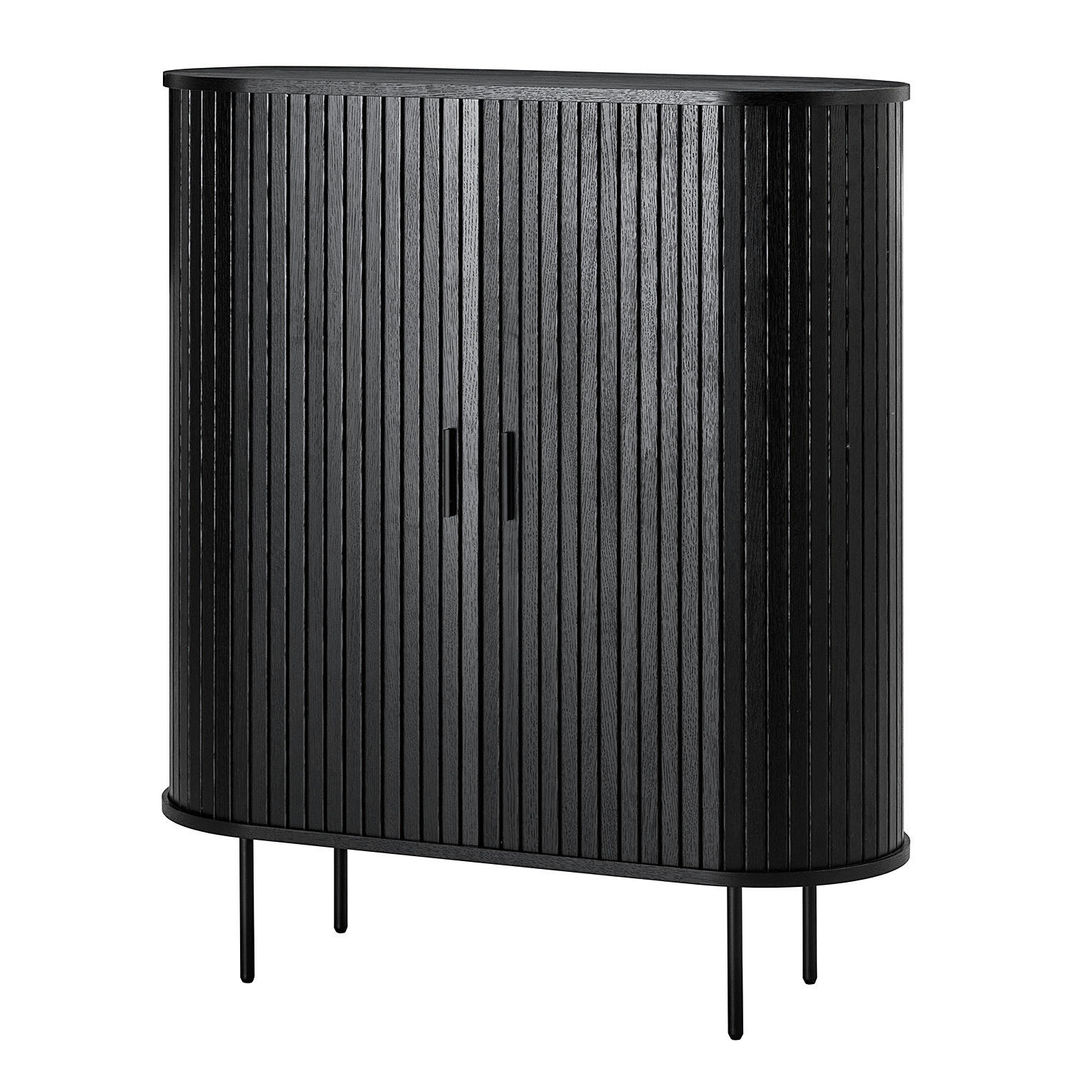 HIGHBOARD - MDF / Metall - Eiche - Eichefarben/Schwarz, Holzwerkstoff/Metall (100/118/40cm) - home24
