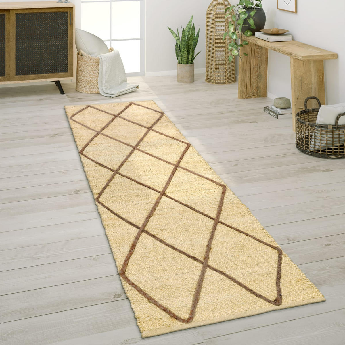 NATURFASERTEPPICH 80/250 cm Skive 685 - Creme, Naturmaterialien (80/250cm) - Paco Home