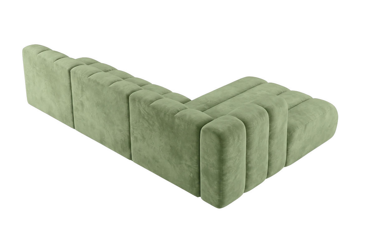 ECKSOFA Modulares In L-Form, Velvet-Stoff Riviera, Olive, Rechts, GRAND 295 cm - Olivgrün, Holz (295/179cm) - Kaiser Möbel