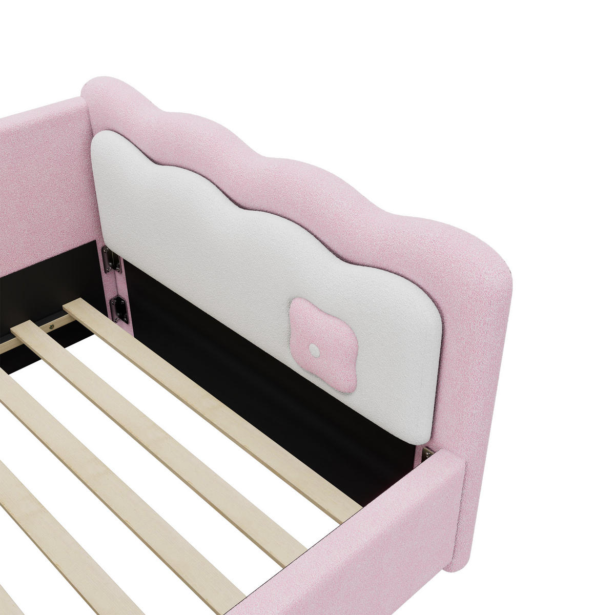 TAGEBETT 90x200cm Rosa Vliesimitat LED-Umgebungslicht Fernbedienung - Pink, Holz (90/200cm) - FLIEKS