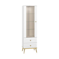 VITRINE – 55 cm – Goldin – Weiß Hochglanz - Weiß Hochglanz, Holzwerkstoff (55/190/40cm) - hi-markt