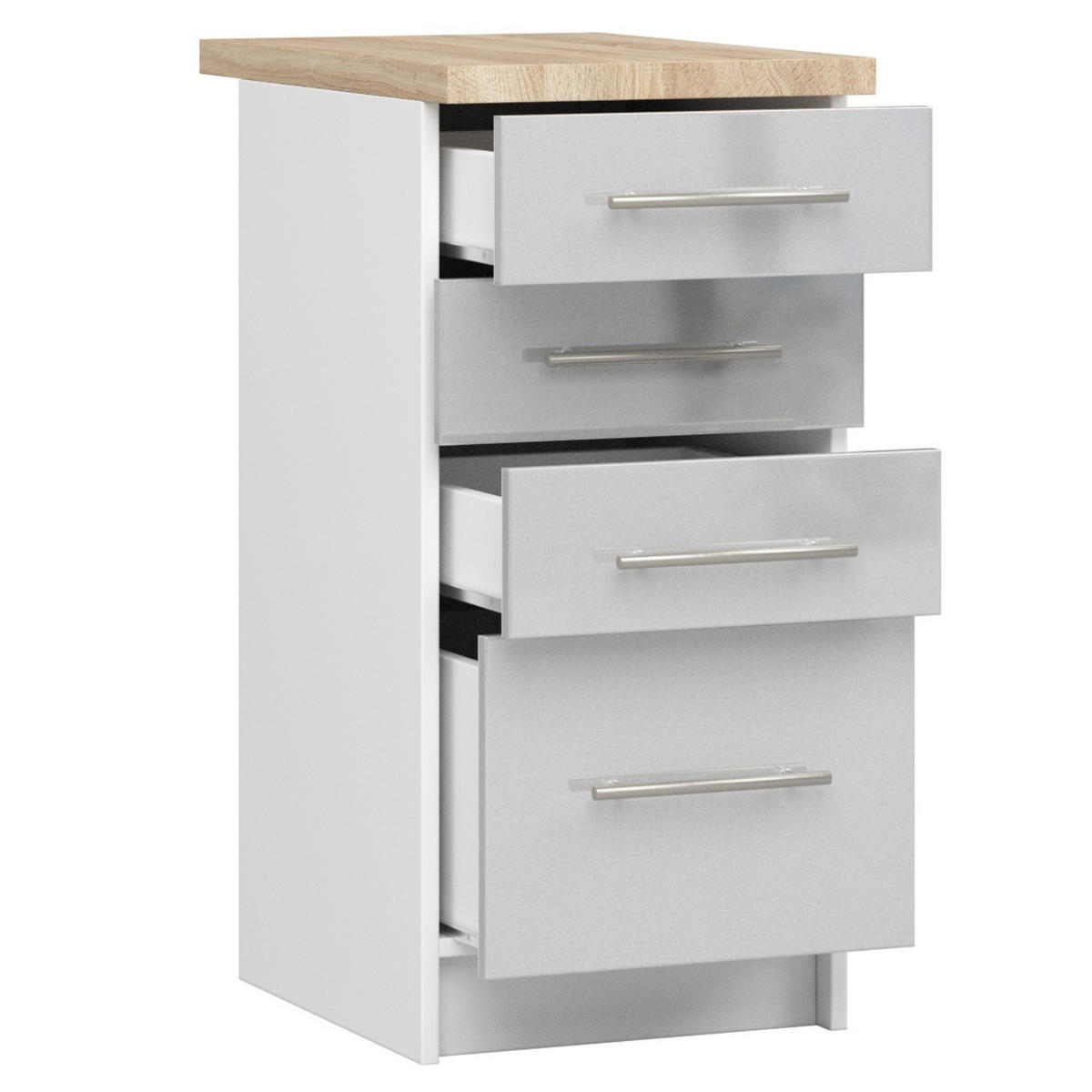 UNTERSCHRANK Weiß, Metallisch Glanz 85/40/46 - Weiß, Holzwerkstoff (40/85/46cm) - RAUMHIRSCH FURNITURE