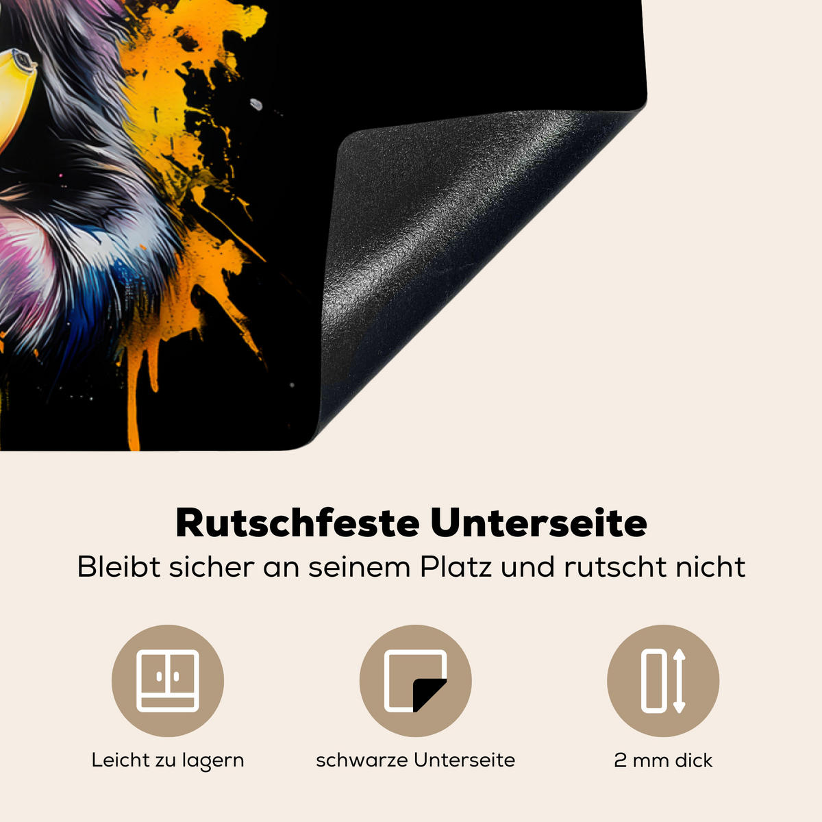 HERDABDECKPLATTE Affe - Graffiti - Farbenfroh - Bananen - Modern 83x51 cm - Gelb, Kunststoff (83/0.2/51.5cm) - MuchoWow