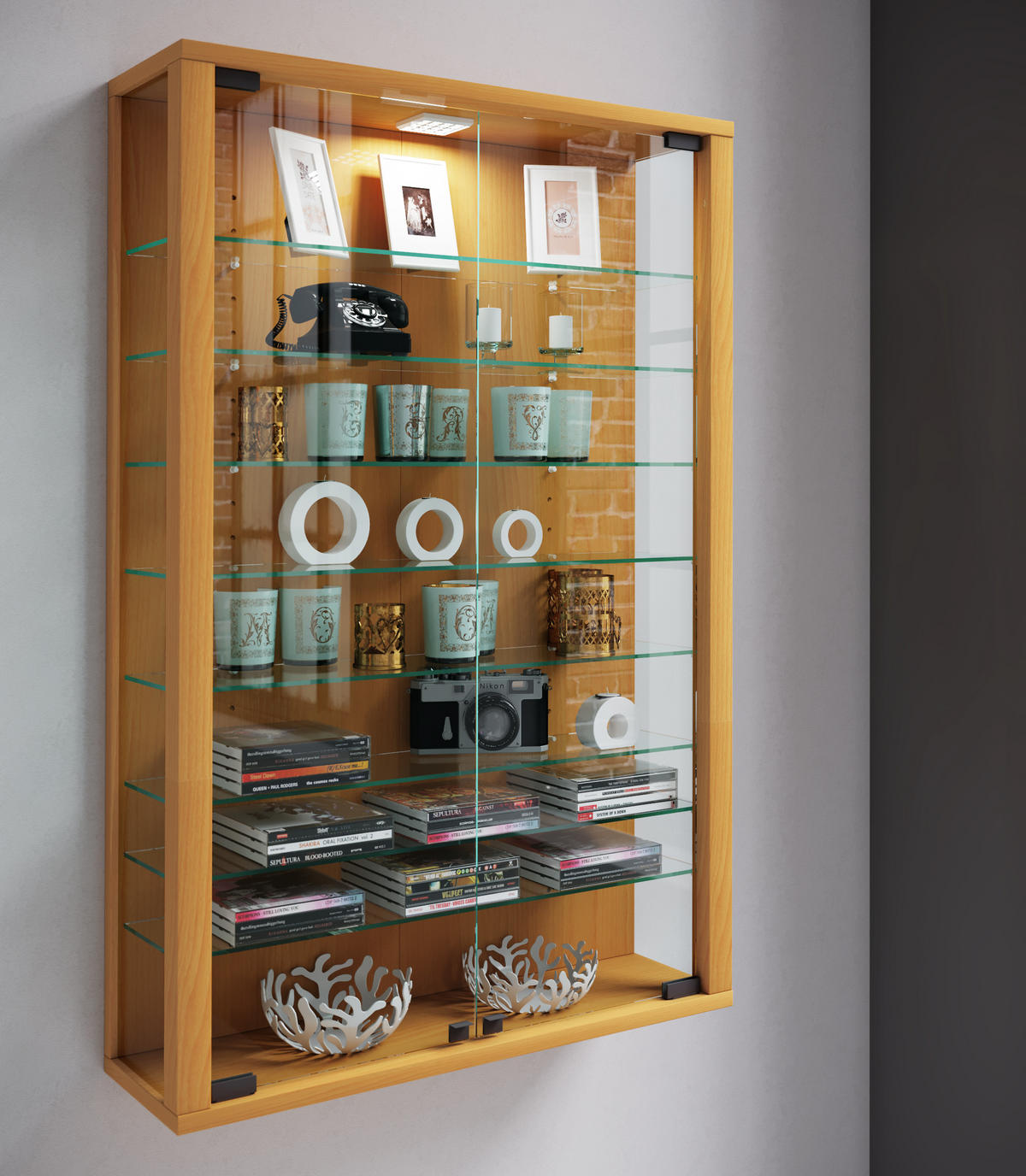 VITRINENSCHRANK Braun - Braun, Holzwerkstoff (59/90/18cm) - ebuy24
