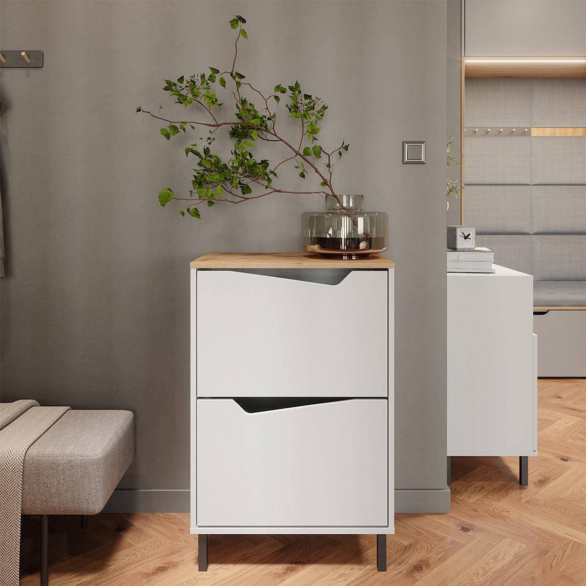 BOTNÍK NA BOTY Marelle Bílá/Artisan - bílá, kompozitní dřevo (60/91.6/38cm) - Vicco