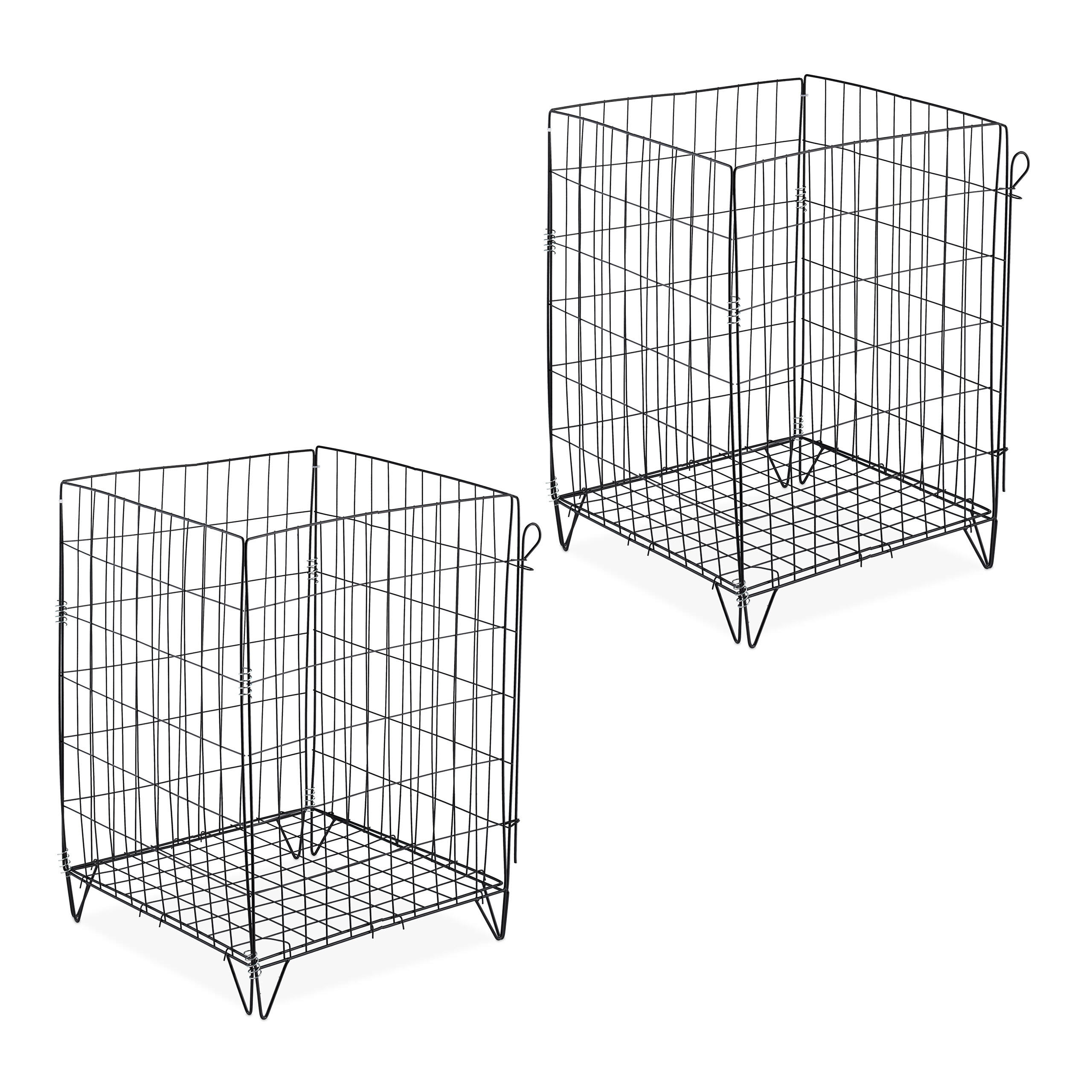 KOMPOST Svart stål 2-pack med bottennät 120 L - Svart, Metall (46/68/46cm) - Relaxdays