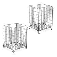 KOMPOSTER Schwarz Stahl 2er-Set mit Bodengitter 120 L - Schwarz, Metall (46/68/46cm) - Relaxdays
