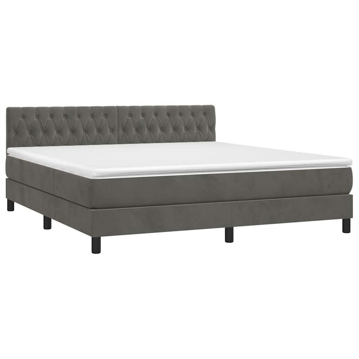 BOXSPRINGBETT 160/200 Cm Grau Samt - Dunkelgrau, Textil (160/203cm) - vidaXL