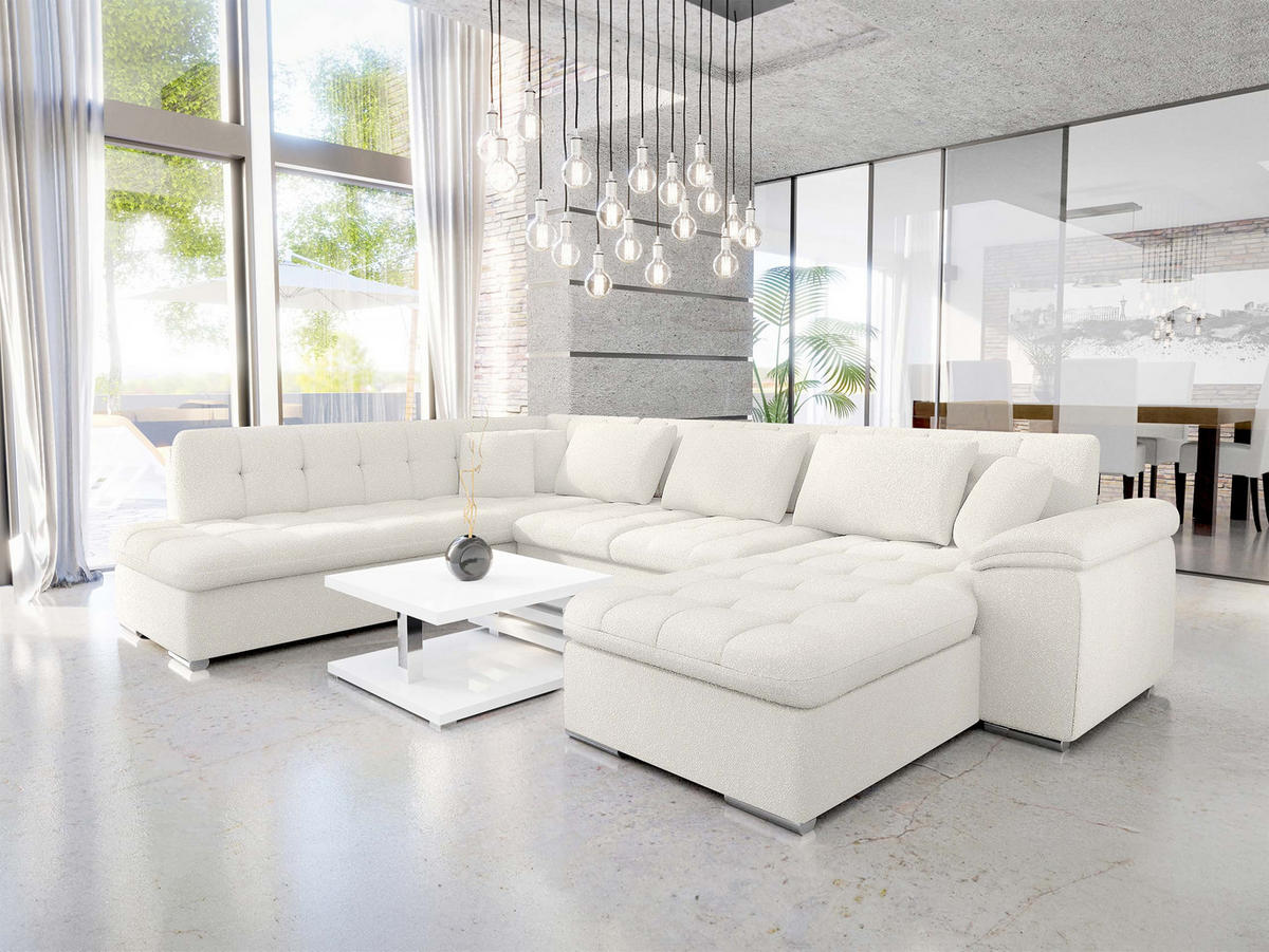 WOHNLANDSCHAFT Niko Bis Premium, Seite: Rechts - Creme, Holz/Textil (348/76/205cm) - MIRJAN24