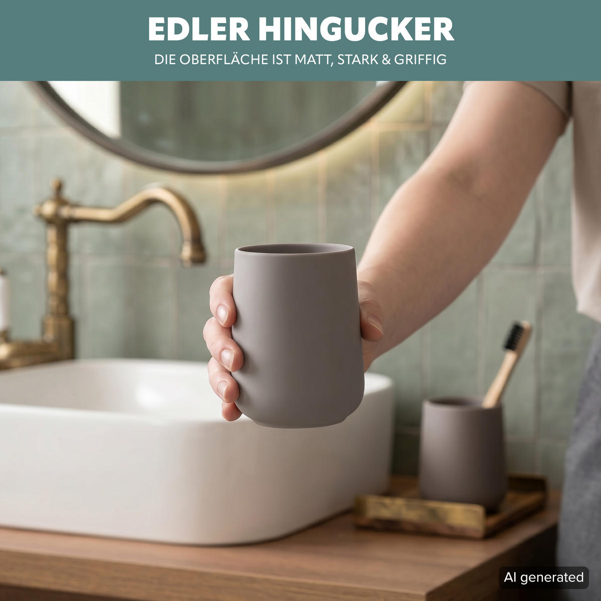 BECHER-SET TESERO 2tlg., Soft-Touch, braun - Braun, Kunststoff (8.5/10.5/8.5cm) - eluno