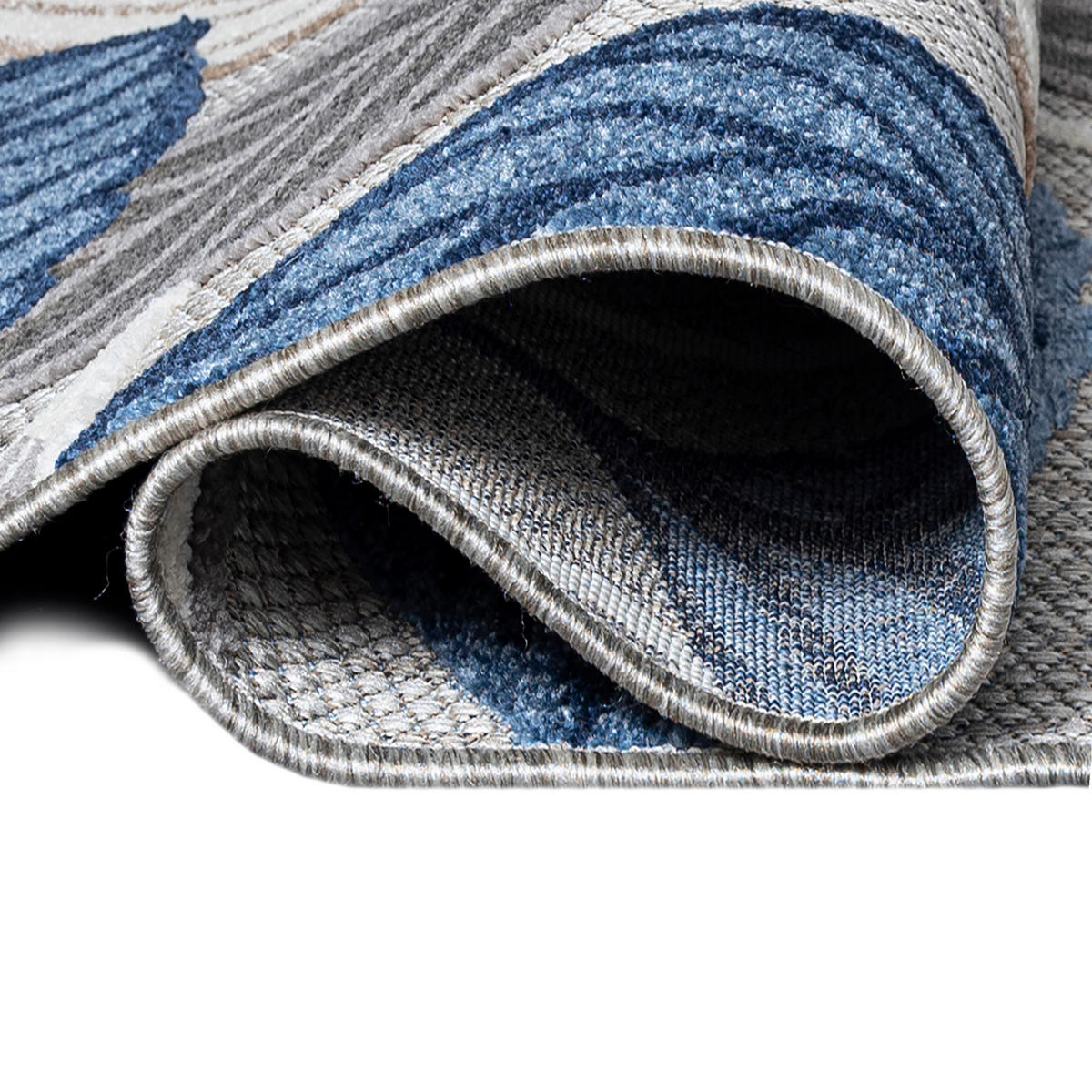 TEPPICH Outdoor Blue Grey Pflanzlich Laub Kurzflor Rechteckig- 120x170 cm - Dunkelgrau, Textil (120/170cm) - Mazovia