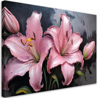 WANDBILD lilien rosa blumen pflanzen pastelle - Pink, Textil (60/40cm) - Feeby