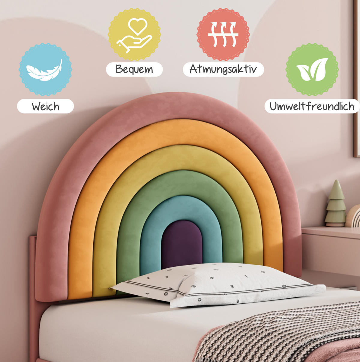 ČALÚNENÁ posteľ 90/200 cm ružová zo zamatu s nastaviteľným čelom a lamelovým roštom - ružová, textil (90/200cm) - OKWISH