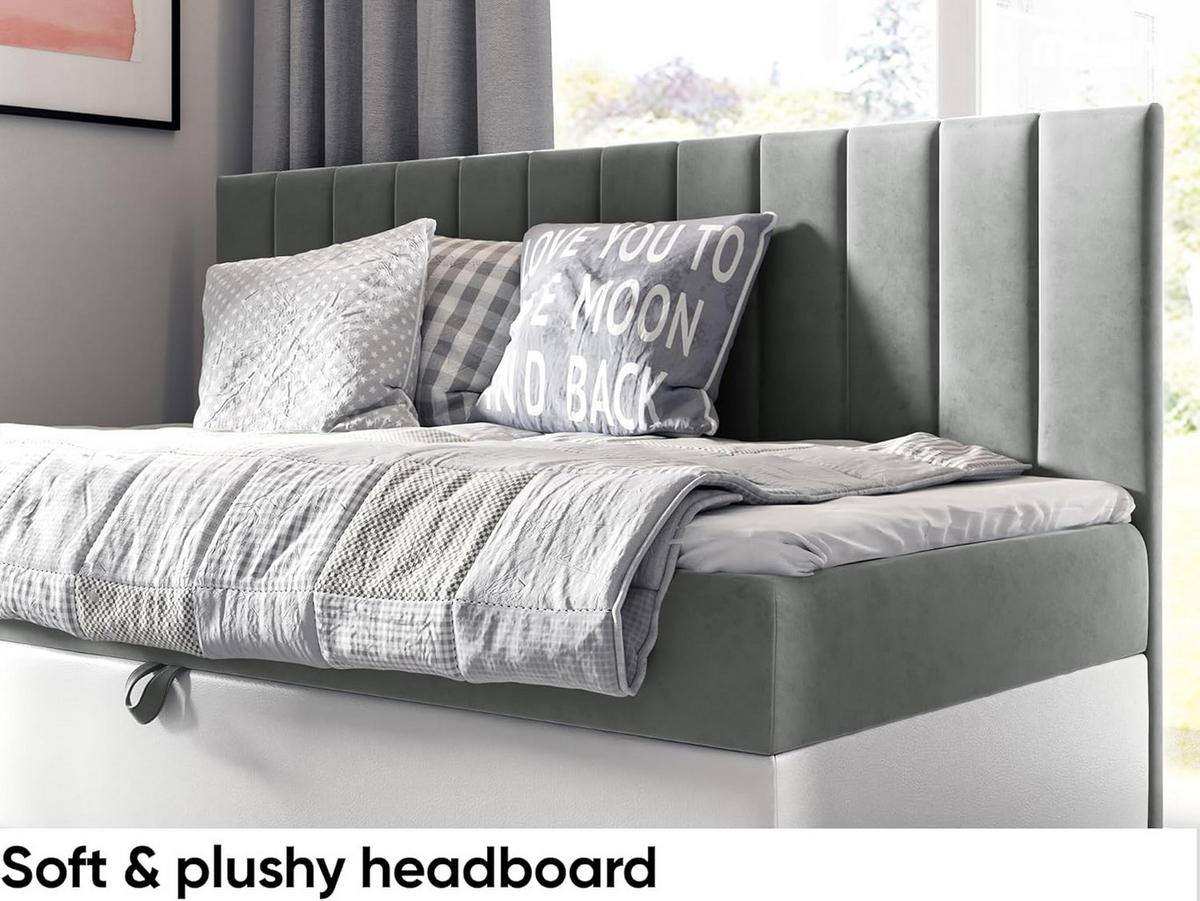 KINDERBETT MAYA 2 - Weiß/Grau, Holzwerkstoff (82/202cm) - Meblini