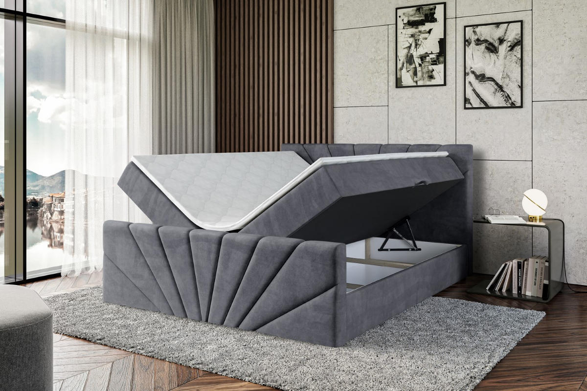 BOXBETT MILTIO-Z - 140x200 cm - H4 - Dunkelgrau - Dunkelgrau, Holzwerkstoff (140/200cm) - ALTDECOR
