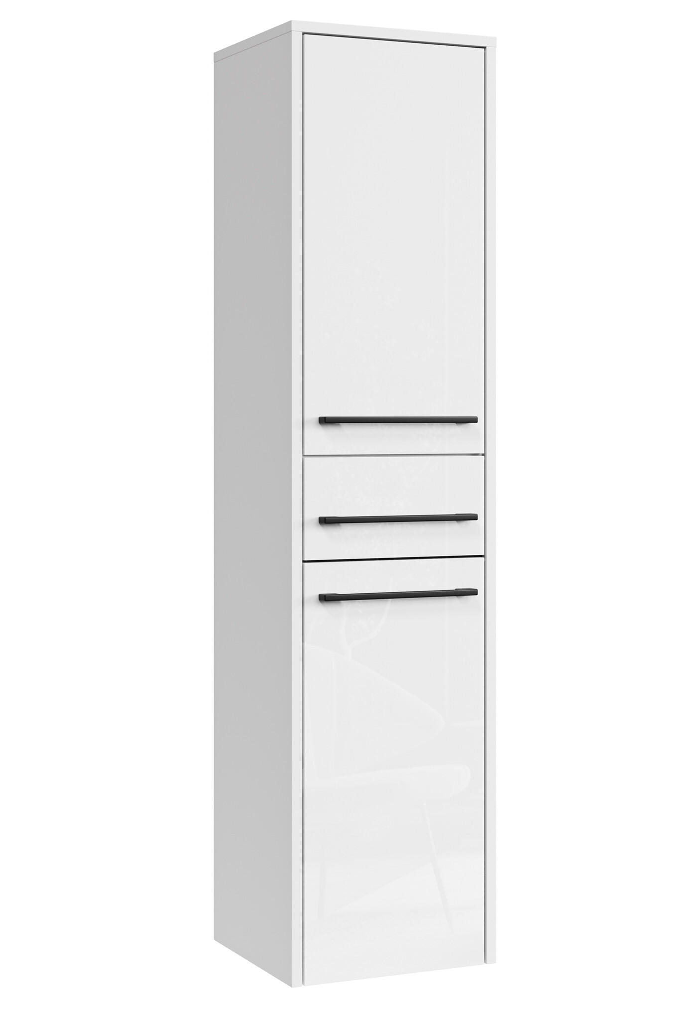 BADEZIMMERSCHRANK Florence mit 2 Türen Weiß Hochglanz - 30 x 35 x 130 cm - Weiß, Holz (30/130/35cm) - Badplaats