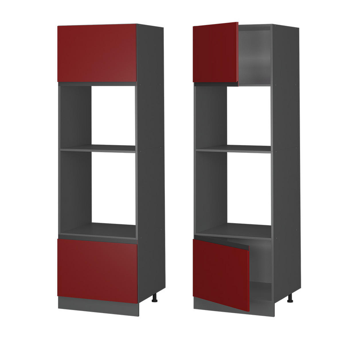 MIKROWELLENSCHRANK R-Line Rot 60 cm J-Shape - Anthrazit/Rot, Holzwerkstoff (60/206.8/57.2cm) - Vicco