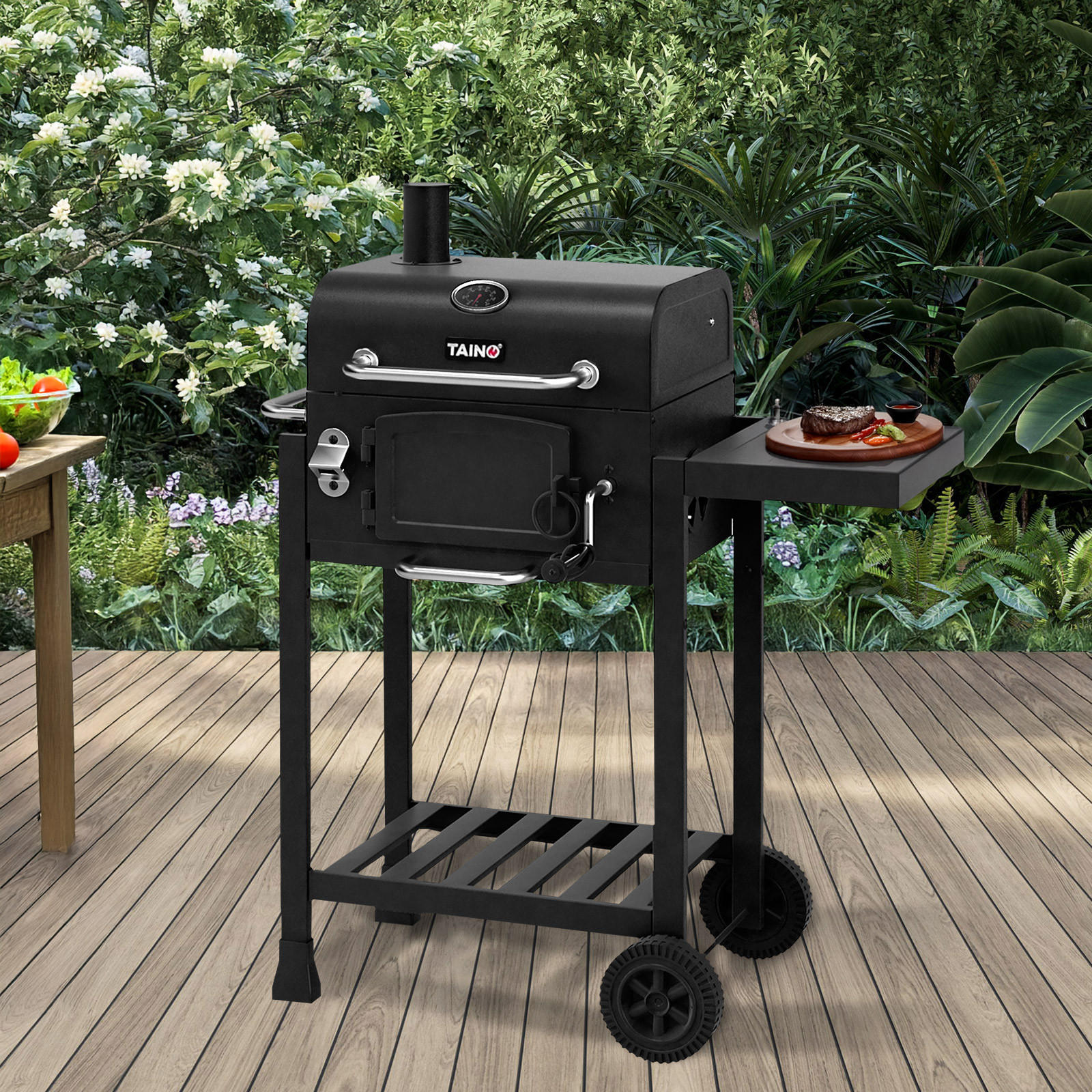 HOLZKOHLEGRILL HERO - Schwarz, Metall (87/108/57cm) - TAINO