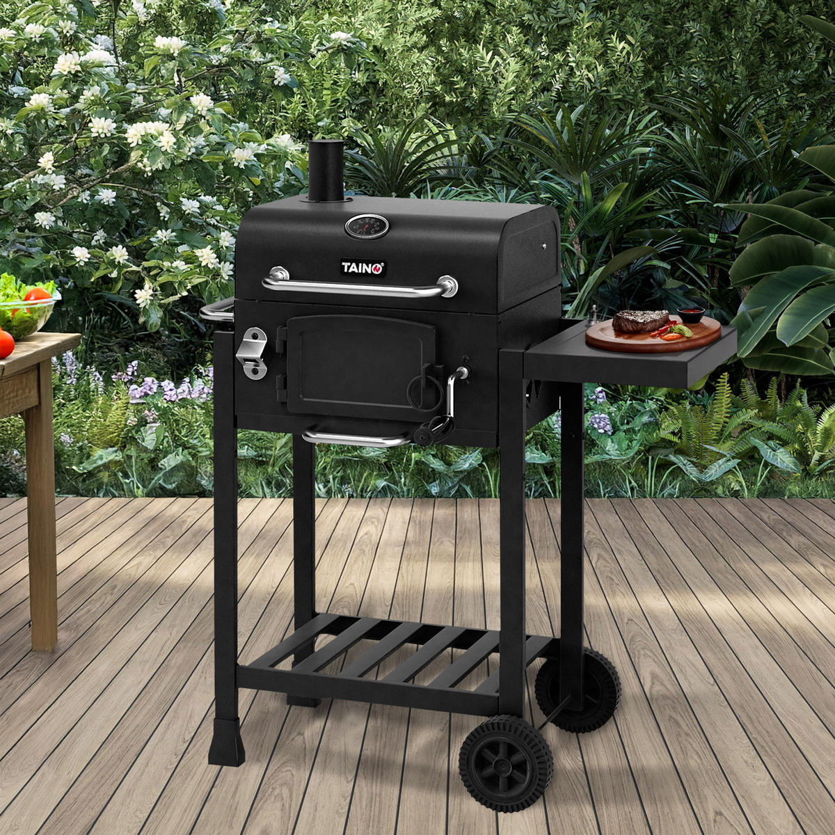 HOLZKOHLEGRILL HERO - Schwarz, Metall (87/108/57cm) - TAINO