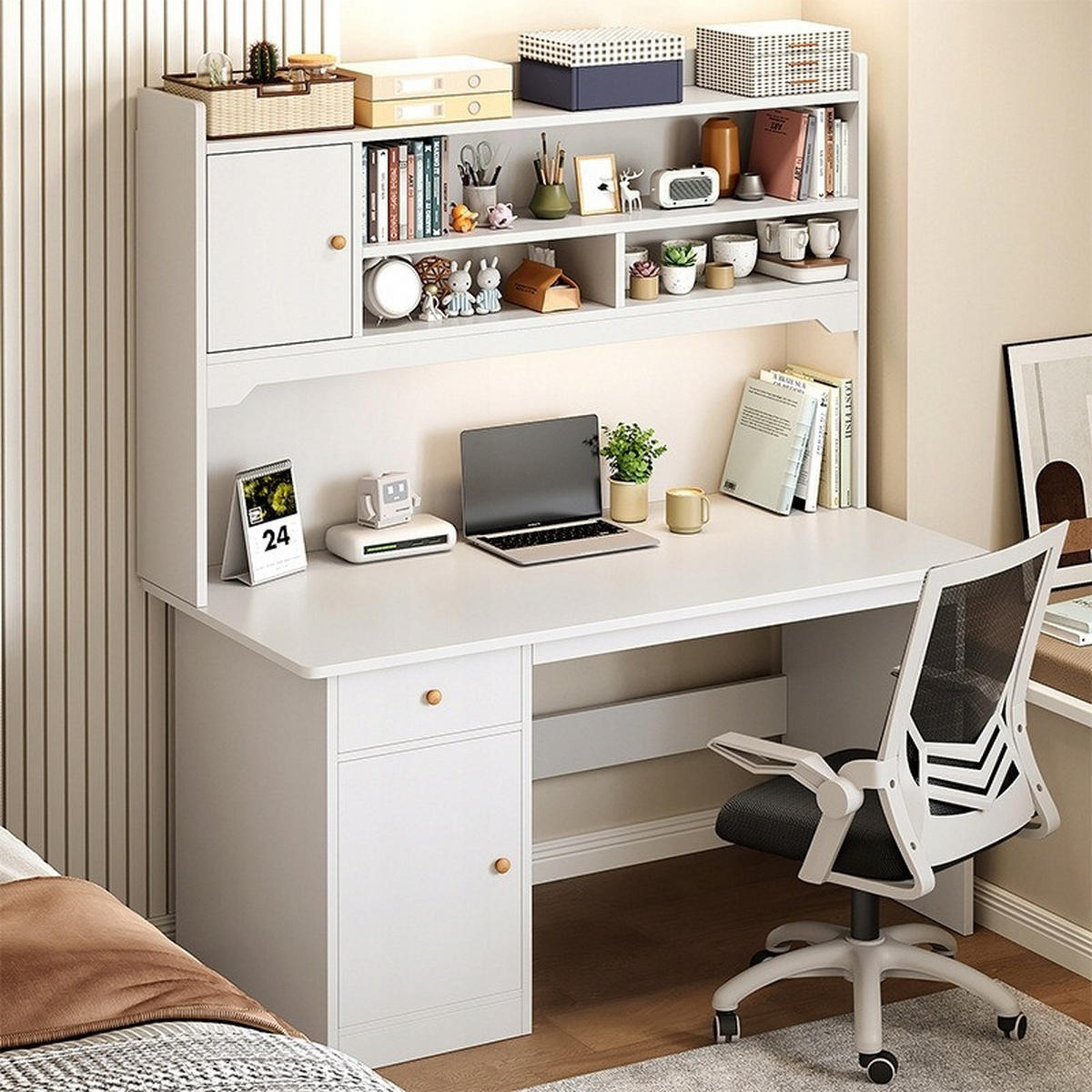 SCHREIBTISCH, weiß 120x43x165cm - Weiß, Holzwerkstoff (43/120/165cm)