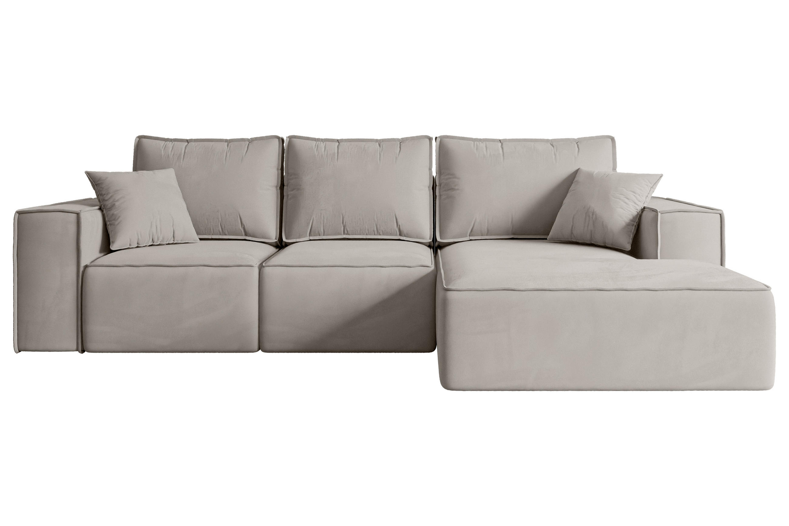 ECKSOFA mit Schlaffunktion und Bettkasten SERRA-L-S - 266x161x87 cm Hellbraun Velours - Hellbraun/Schwarz, Holzwerkstoff/Kunststoff (266/161cm) - ALTDECOR