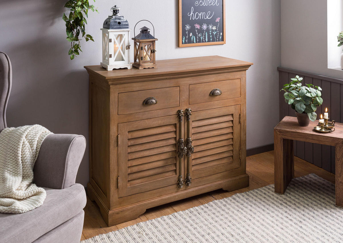SIDEBOARD Mango 107x45x90 beige geölt TOULOUSE #07 - Beige, Holz (107/90/45cm) - Massivmoebel24
