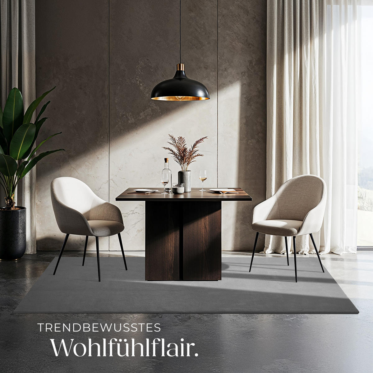 KURZFLORTEPPICH Soft Zone,rutschfeste Unterseite,grau - Grau, Kunststoff (170/120cm) - tectake