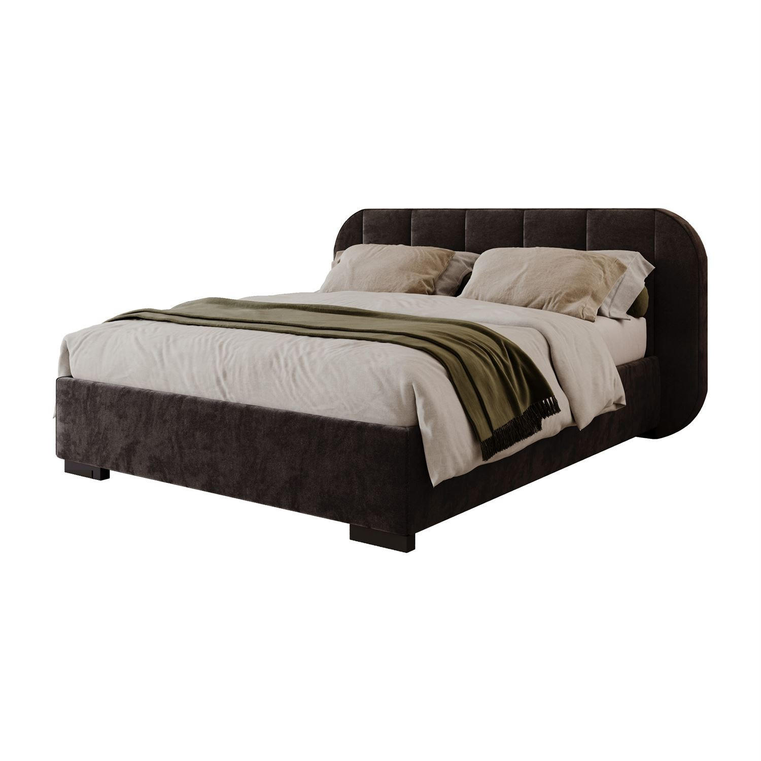 BETT AMARA 140x200 gepolstert mit Stauraum und Lattenrost, Royal Velvet 254 - Schwarz, Textil (140/200cm) - Lookway