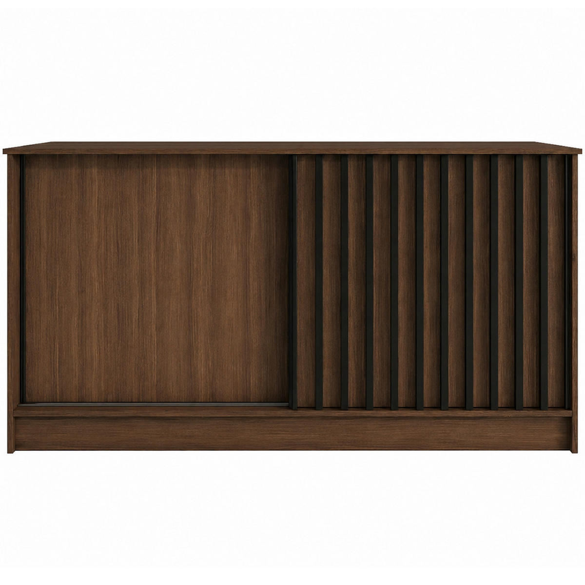 KOMMODE Horizon mit 2 Schiebetüren, 160 cm, Walnuss+Schwarz - Walnussfarben/Schwarz, Holzwerkstoff (161/85/43.5cm) - Beautysofa