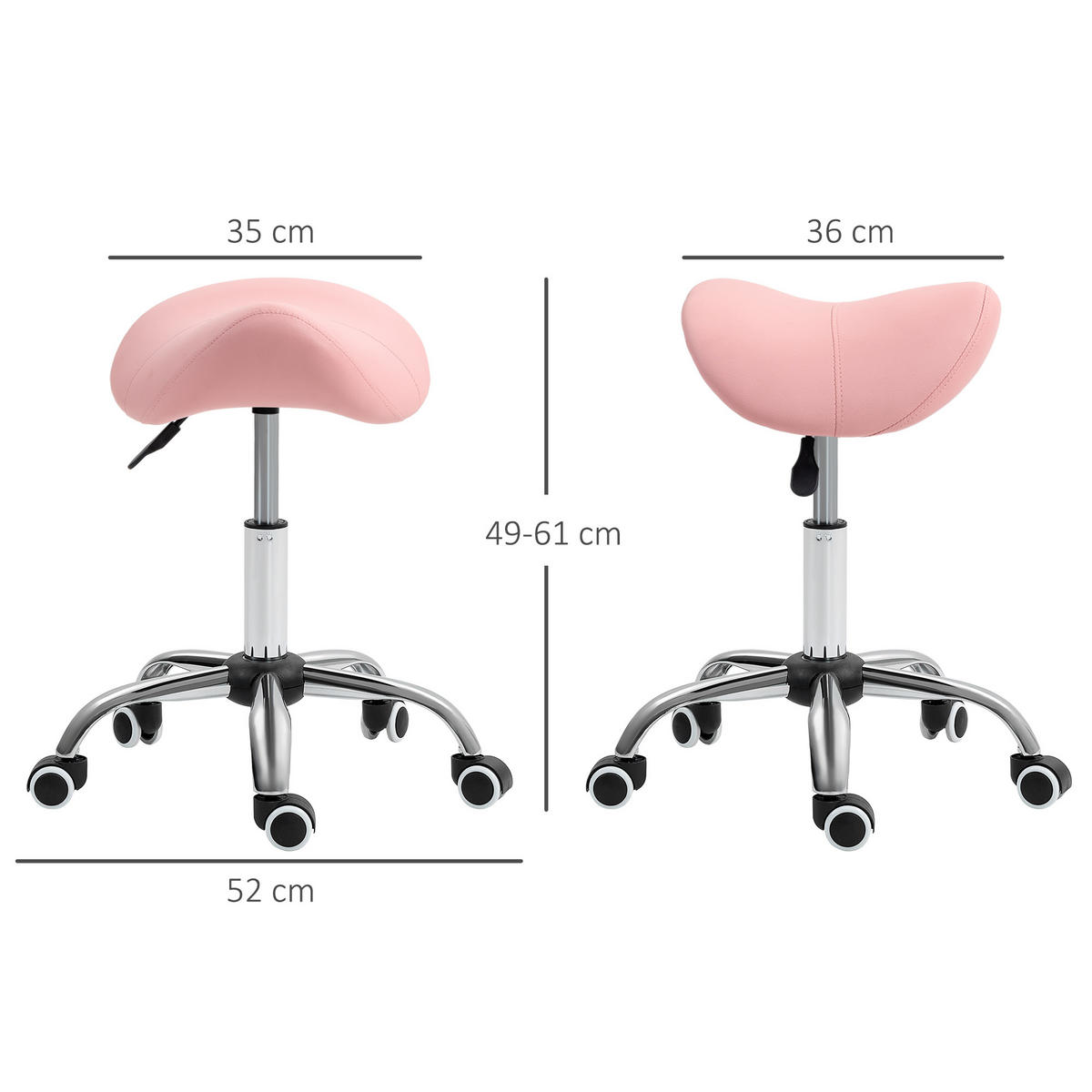 ROLLHOCKER Höhenverstellbar Rosa 53.0/52.0/61.0 cm - Rosa, Kunststoff (52/61/53cm)
