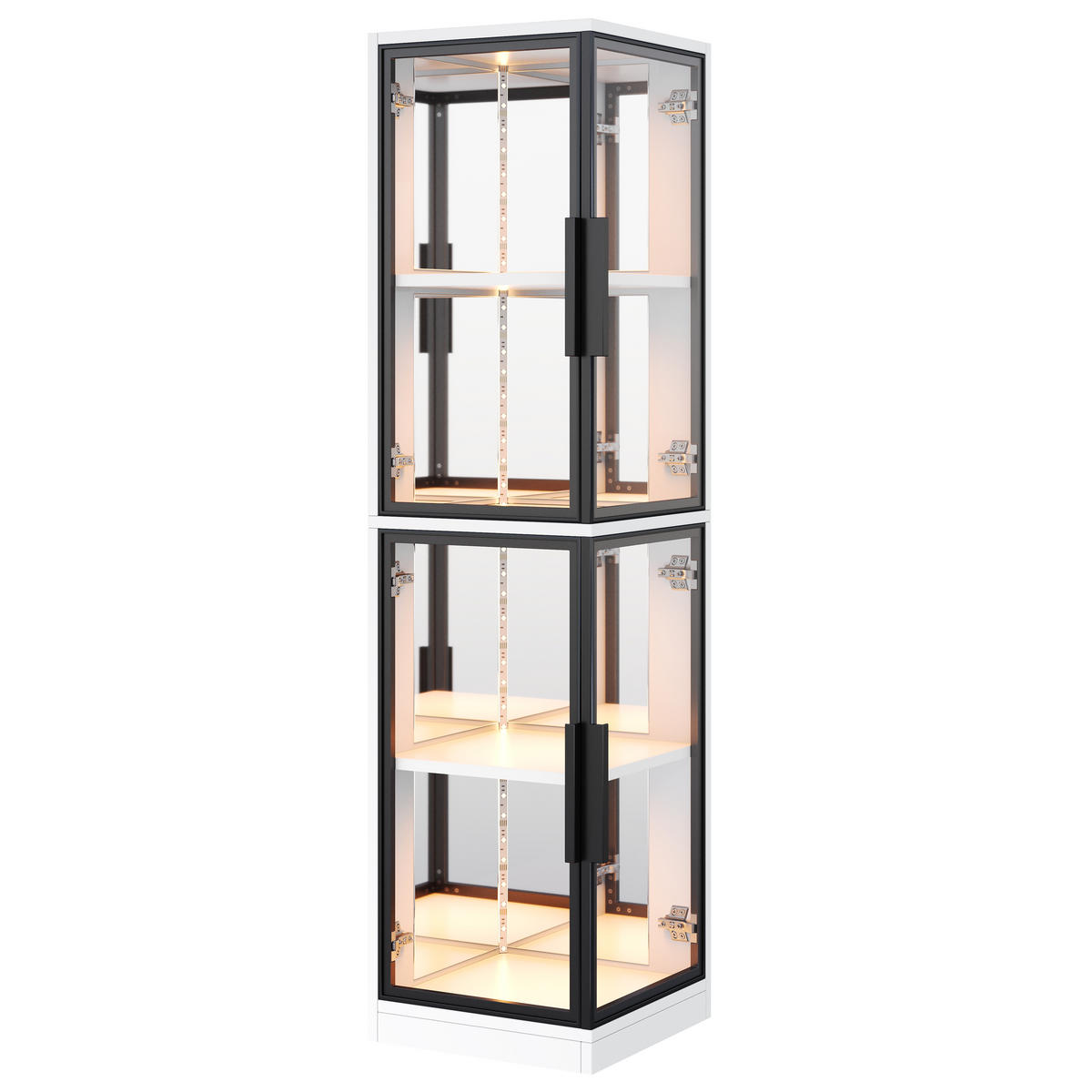 VITRINE LED Glas Spiegelrückwand 164cm Weiß - Weiß, Glas (44/164/42cm) - FLIEKS
