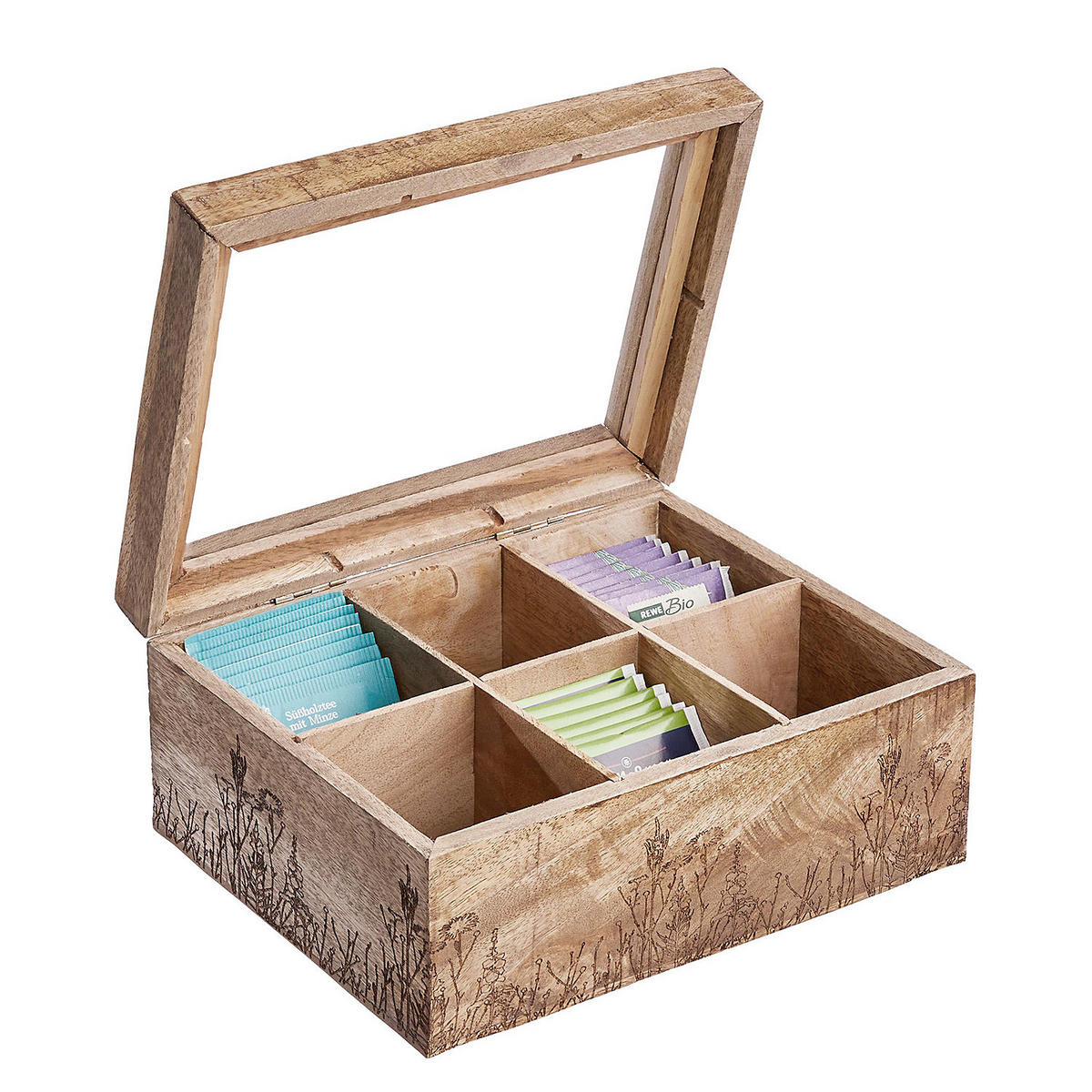 TEEBOX Tea Time - Braun, Glas/Holz (18/10/23cm) - Butlers