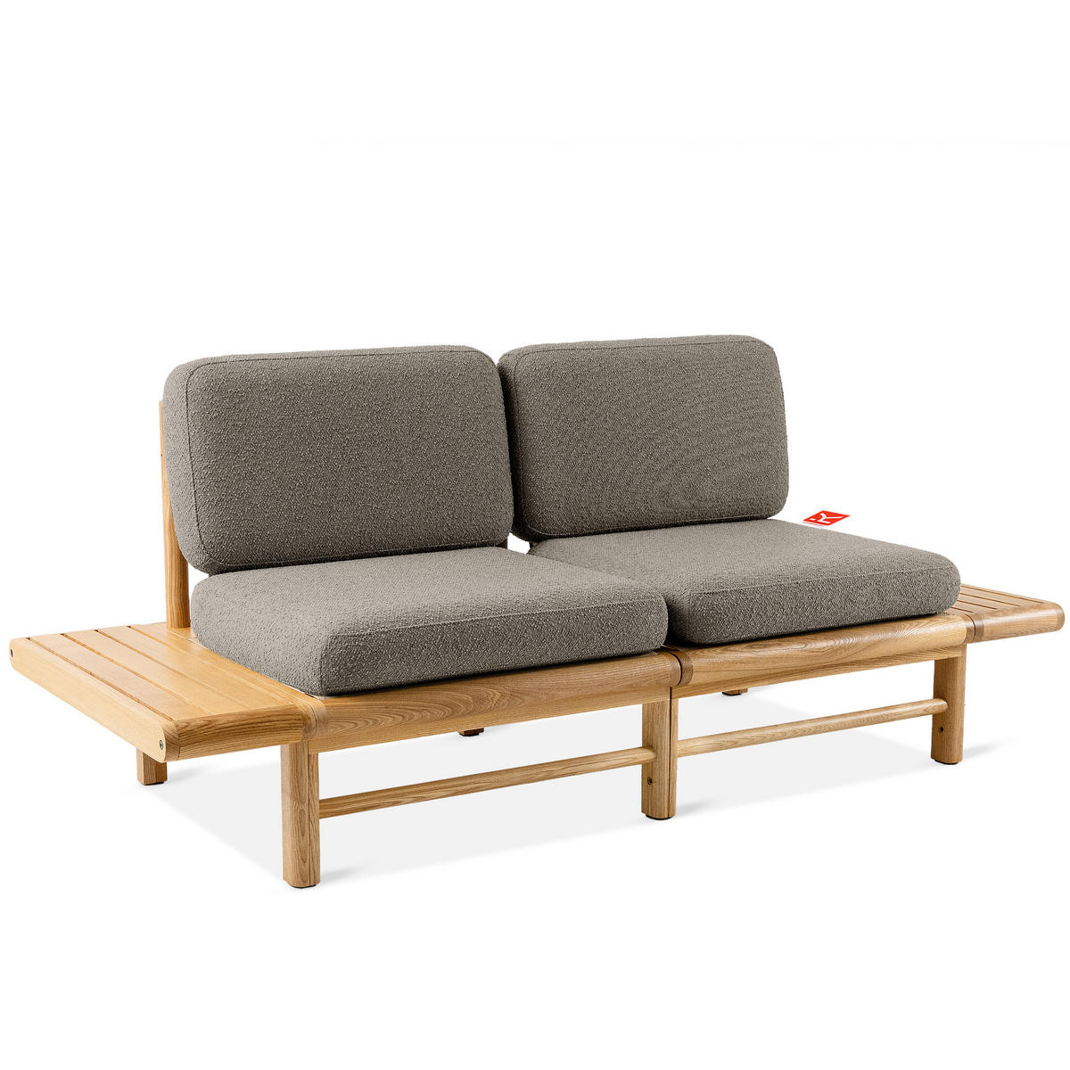 GARTENSOFA ATREDA 2-Sitzer, mit beideseitig Ablagen - Grau, Holz/Textil (190/74/80cm) - KONSIMO®