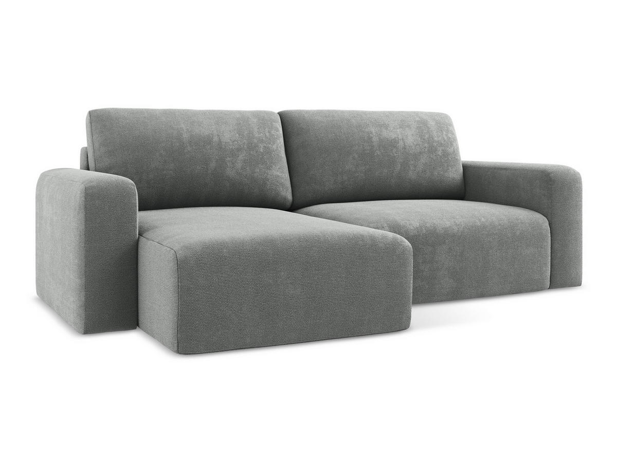 ECKSOFA mit Schlaffunktion links Chenille Stoff Grau - Blau/Schwarz, Kunststoff/Textil (149/244cm) - Makamii