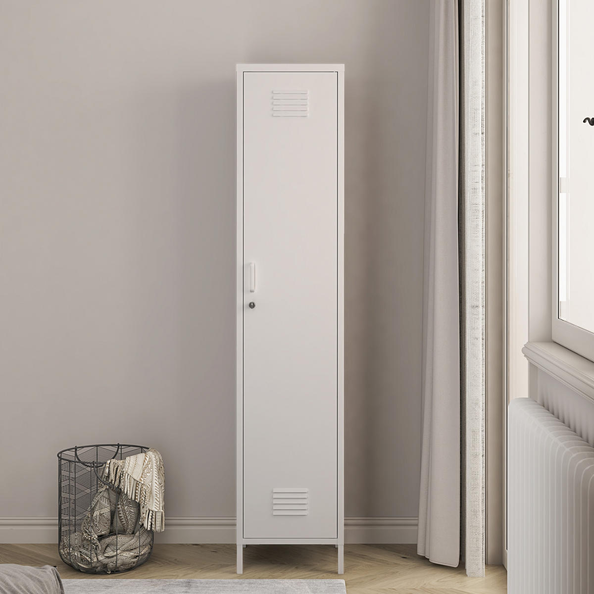 KLEIDERSCHRANK Seinäjoki - Weiß, Metall (38/180/38cm) - [en.casa]