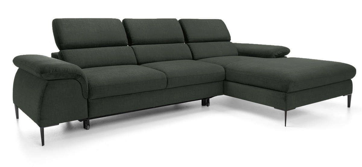 ECKSOFA L-Form 290 cm Amaro M mit Schlaffunktion, Rechts, Grün - Grün, Holz (182/288cm) - Emporius