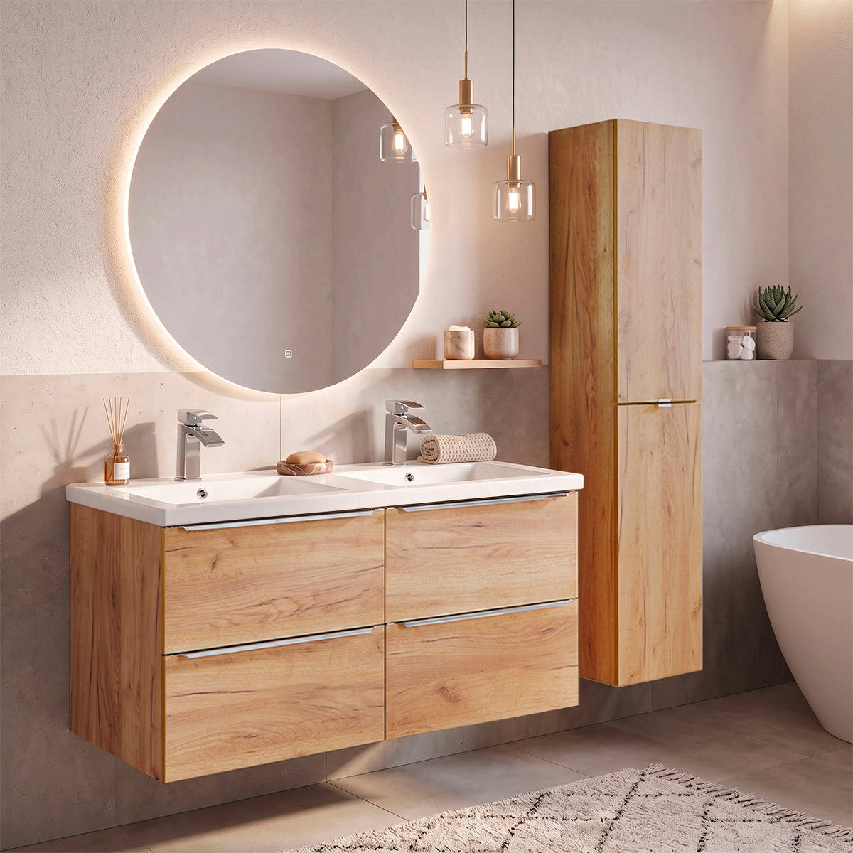 DVOJUMYVADLO 120cm duben Dřevo - hnědá, kompozitní dřevo (120/57/46cm) - Petits-meubles