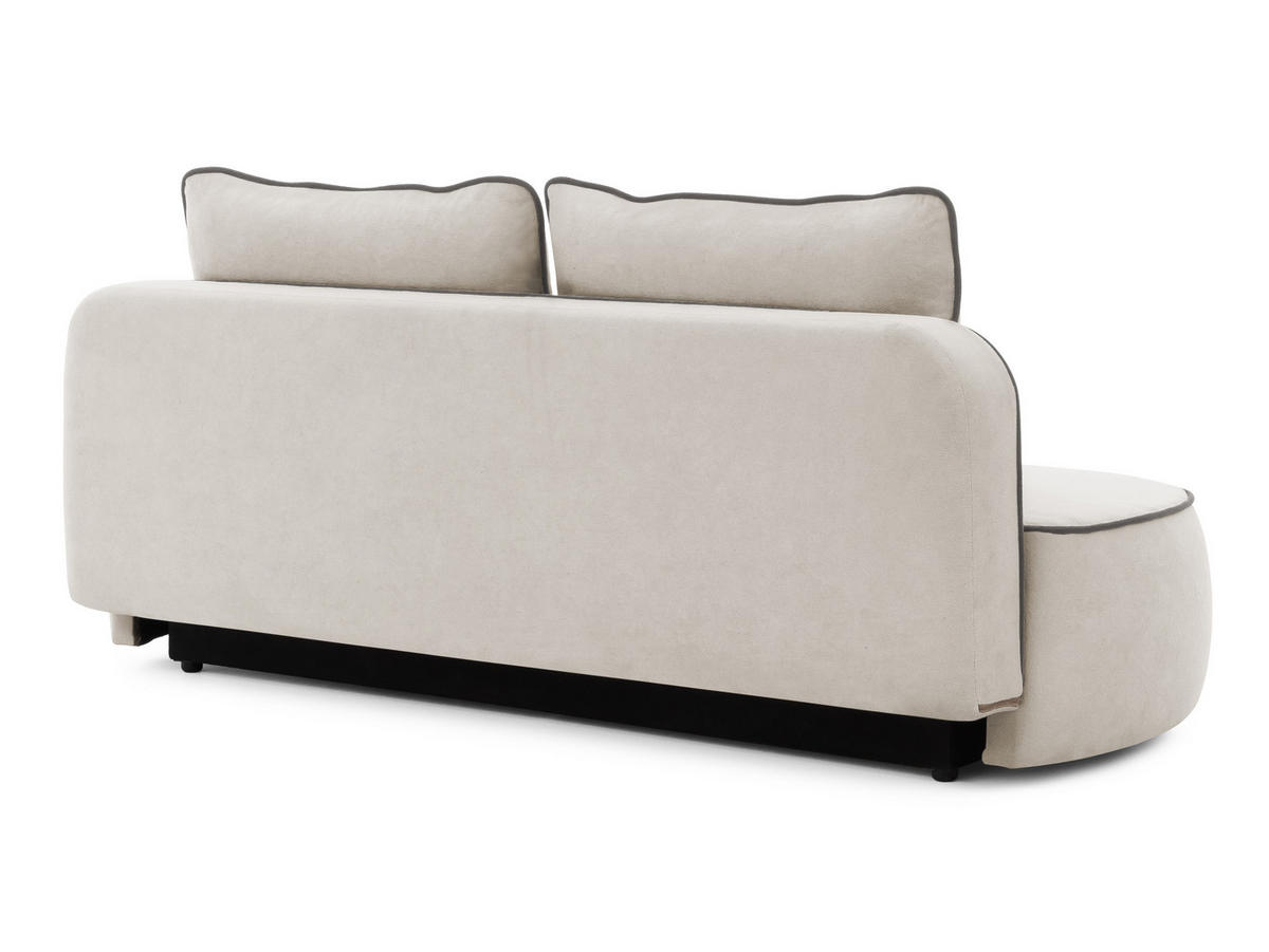 SCHLAFSOFA Vero im modernen und abgerundeten Design mit Bettkasten aus Hellgrau Plüschstoff mit graphiter Paspel - Hellgrau/Schwarz, Holz/Kunststoff (210/90/98cm) - S-Style Möbel