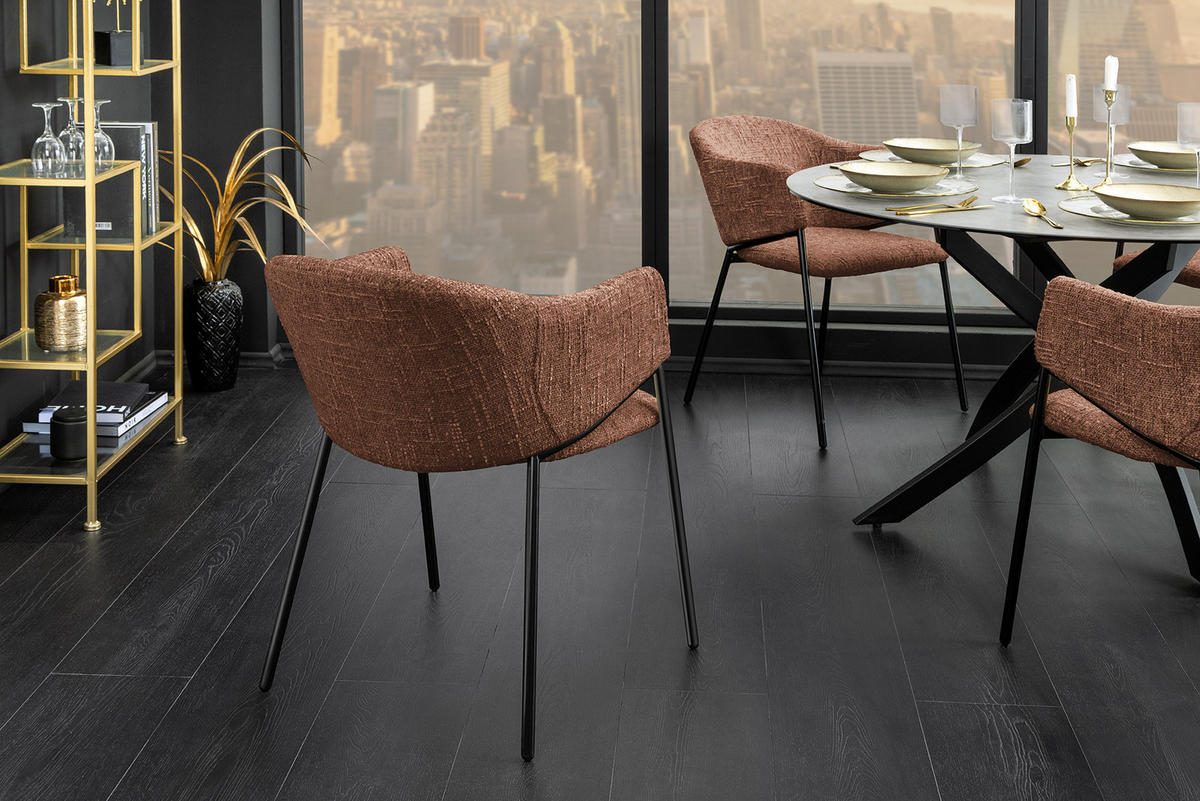 STUHL NOBLESSE Chenille Braun 80 cm - Schwarz/Braun, Textil/Metall (54/77/62cm) - riess-ambiente