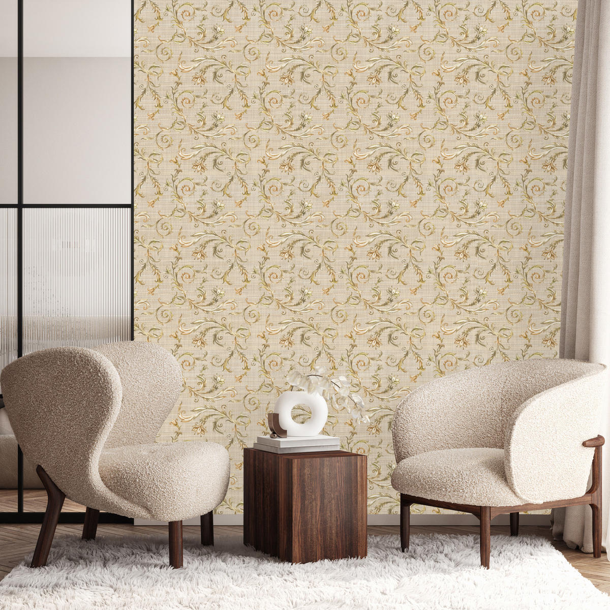 VLIESTAPETE Florale Vintage-Ornamente – Beige, Goldfarben – 50x1000 cm - Beige/Goldfarben, Papier (50/1000cm) - Muralo