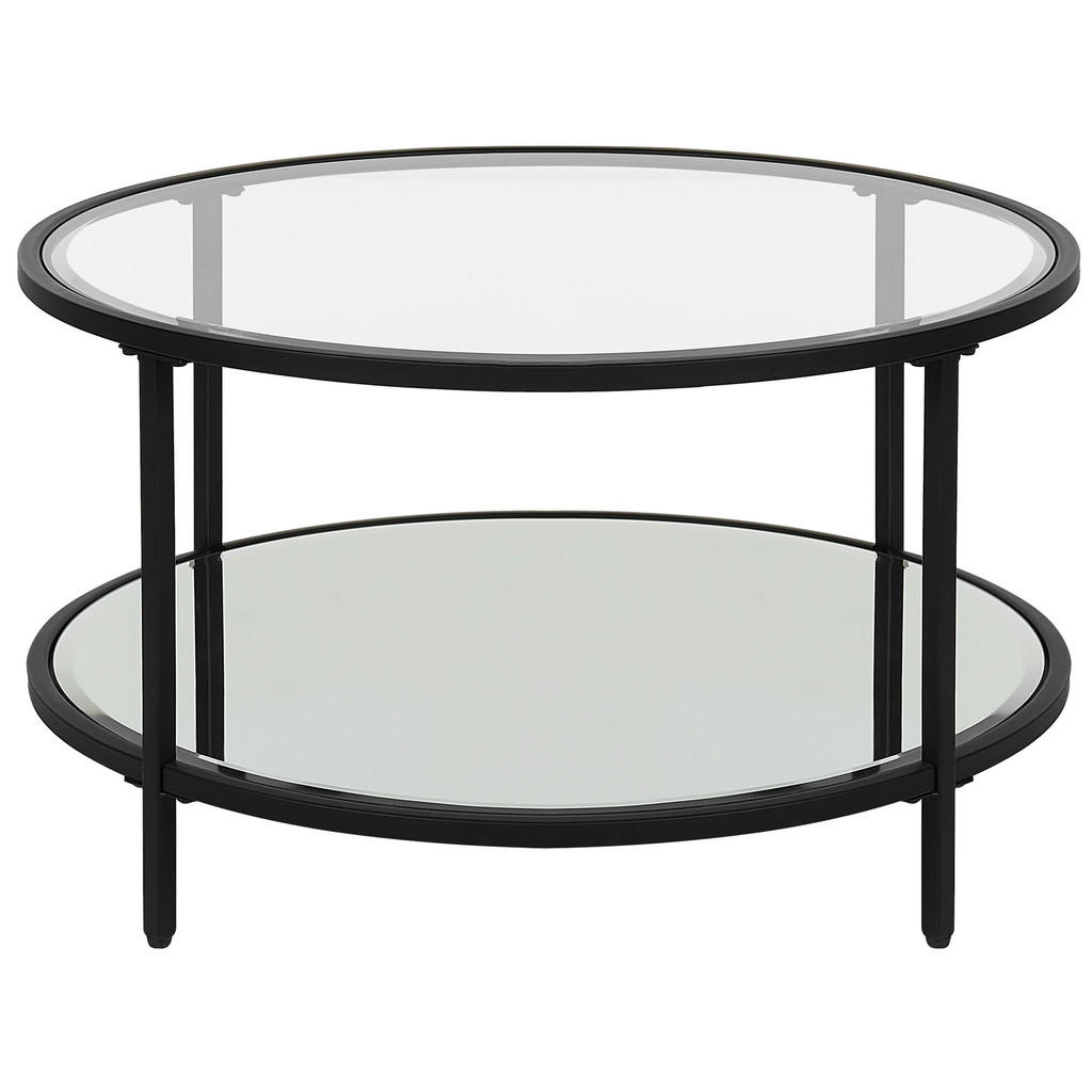 Beliani KONFERENČNÍ STOLEK Sklo/Kov černý 70 cm Birney