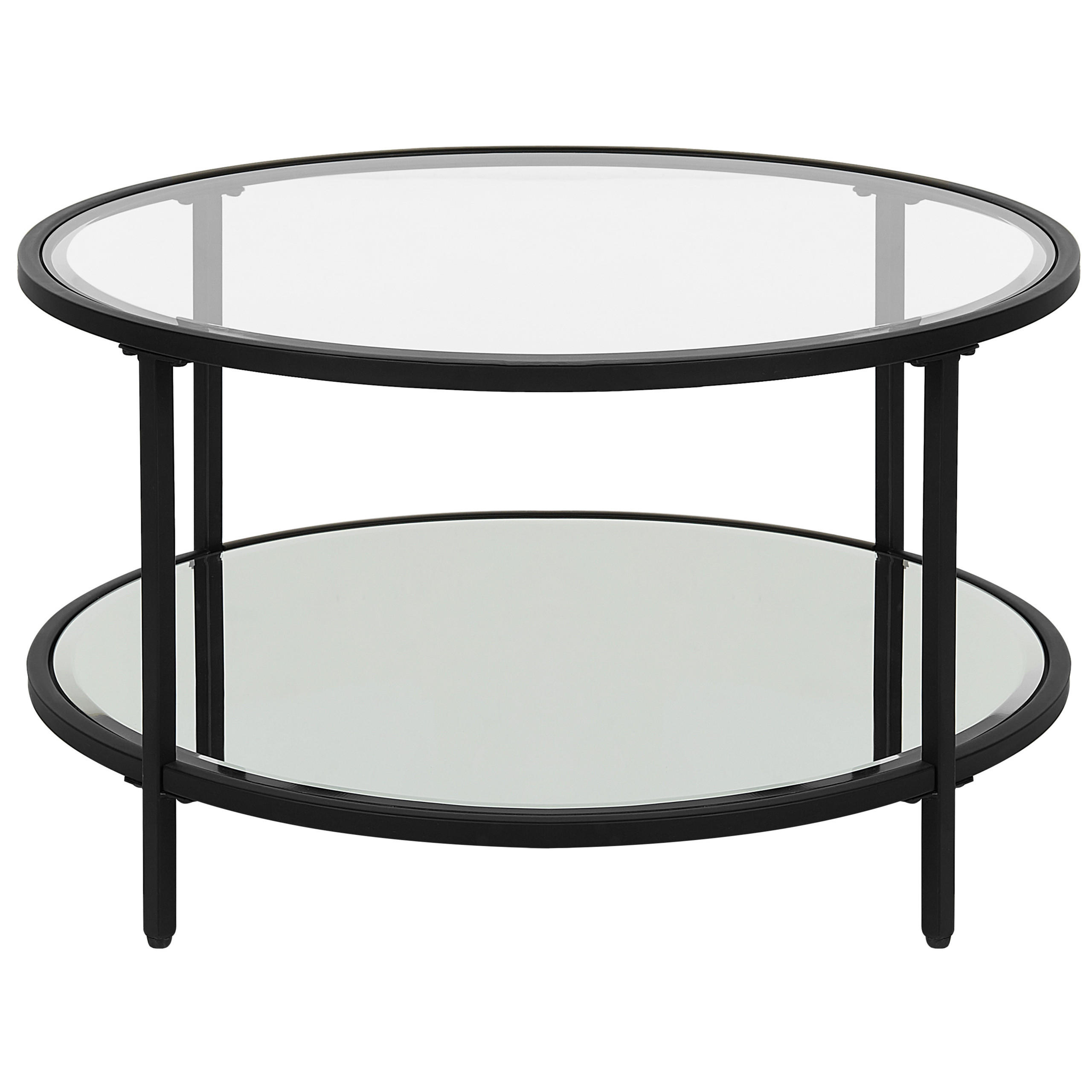 COUCHTISCH Glas/Metall schwarz 70 cm Birney - Transparent/Schwarz, Glas (70/70/40cm) - Beliani