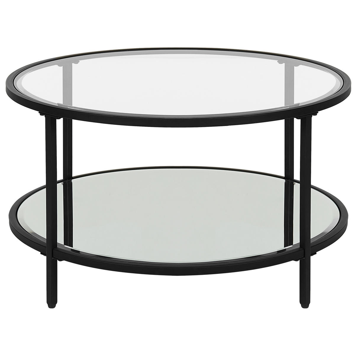 COUCHTISCH Glas/Metall schwarz 70 cm Birney - Transparent/Schwarz, Glas (70/70/40cm) - Beliani