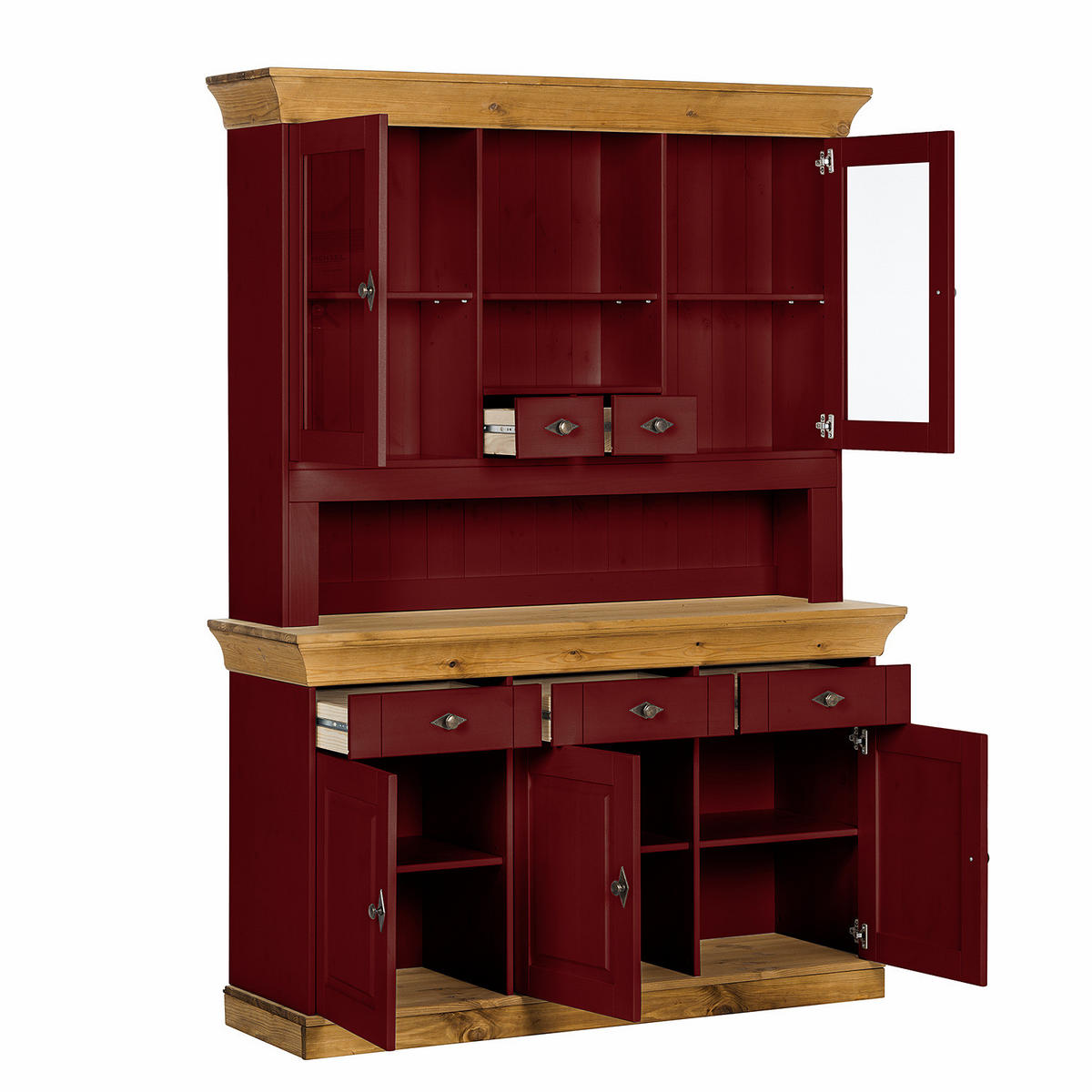 BUFFET - Kiefer massiv - Braun/Kieferfarben, Holz/Holzwerkstoff (143/197/45cm) - home24