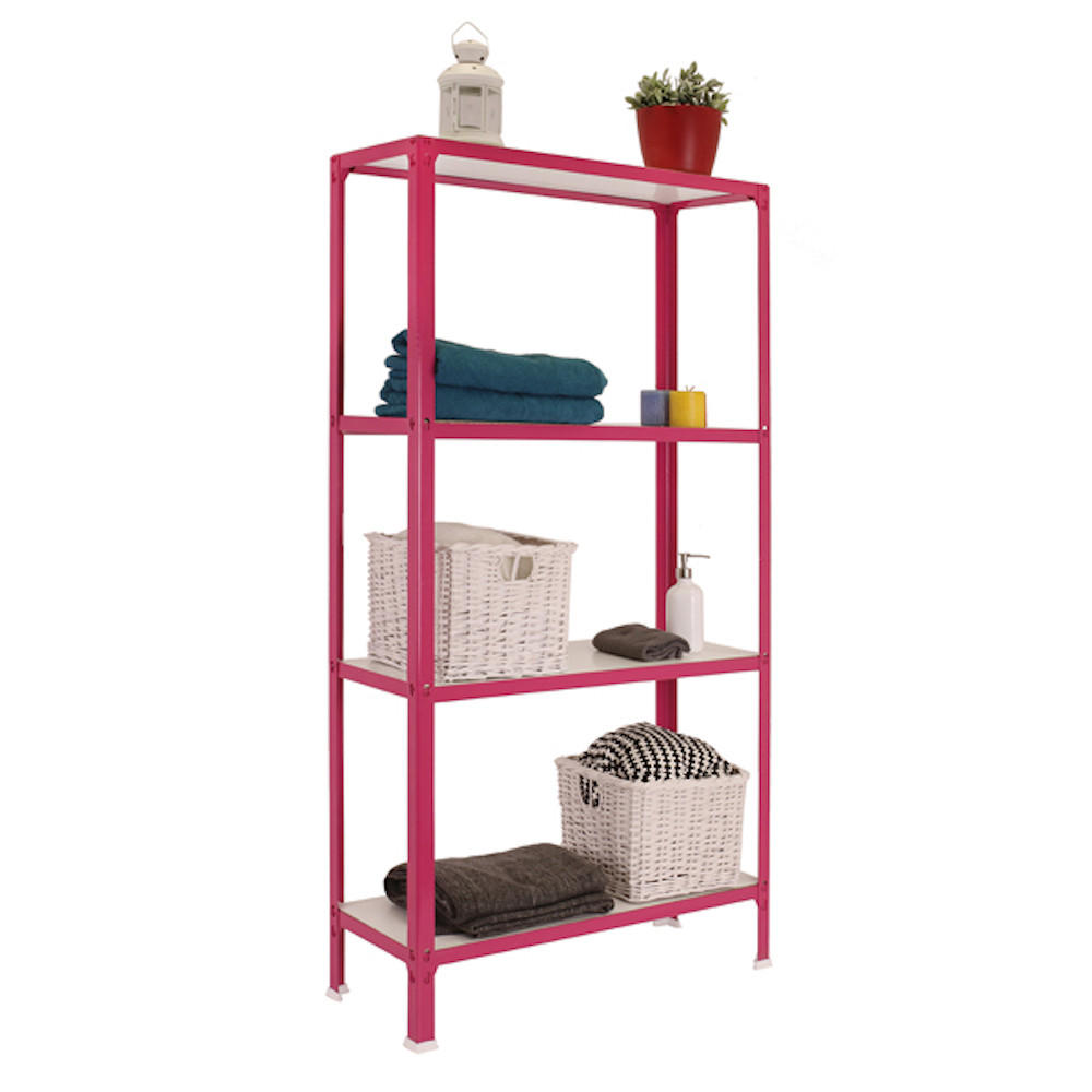 WOHNREGAL LIVING KOALA WOOD mit 4 Fachböden | HxBxT 160x100x30cm | Fachlast 150kg | Rosa/Weiß - Rosa, Metall (100/160/30cm) - PROREGAL