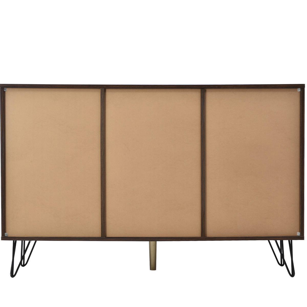 SIDEBOARD 120/38/76,5 cm mit 3 Türen in Naturfarbe und goldfarbenen Griffen - Naturfarben, Holzwerkstoff (120/76.5/38cm) - BEAOK