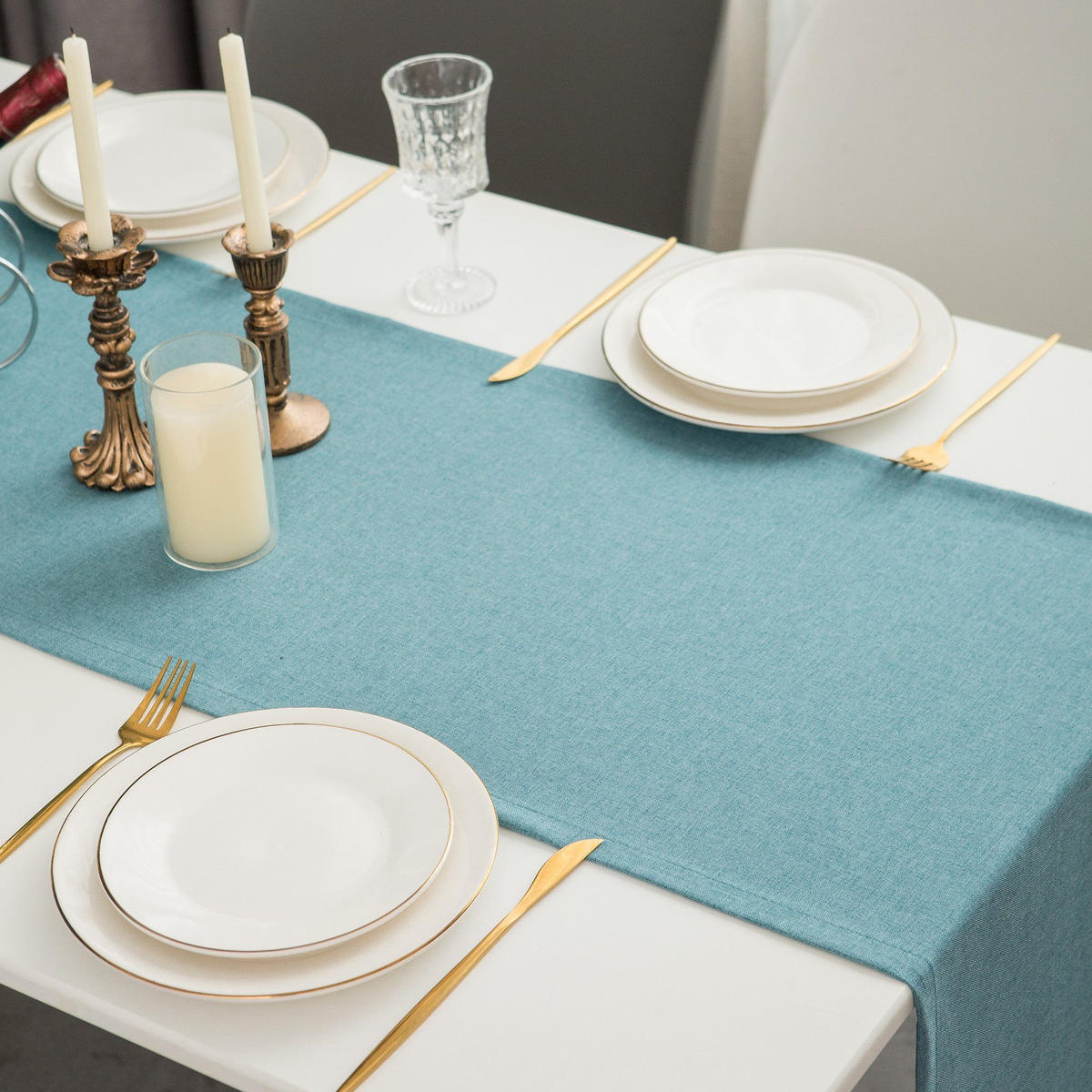 TISCHLÄUFER modern abwaschbar, wasserabweisend, Lotuseffekt, 30x120 cm, Blau - Blau, Textil (30/120cm)