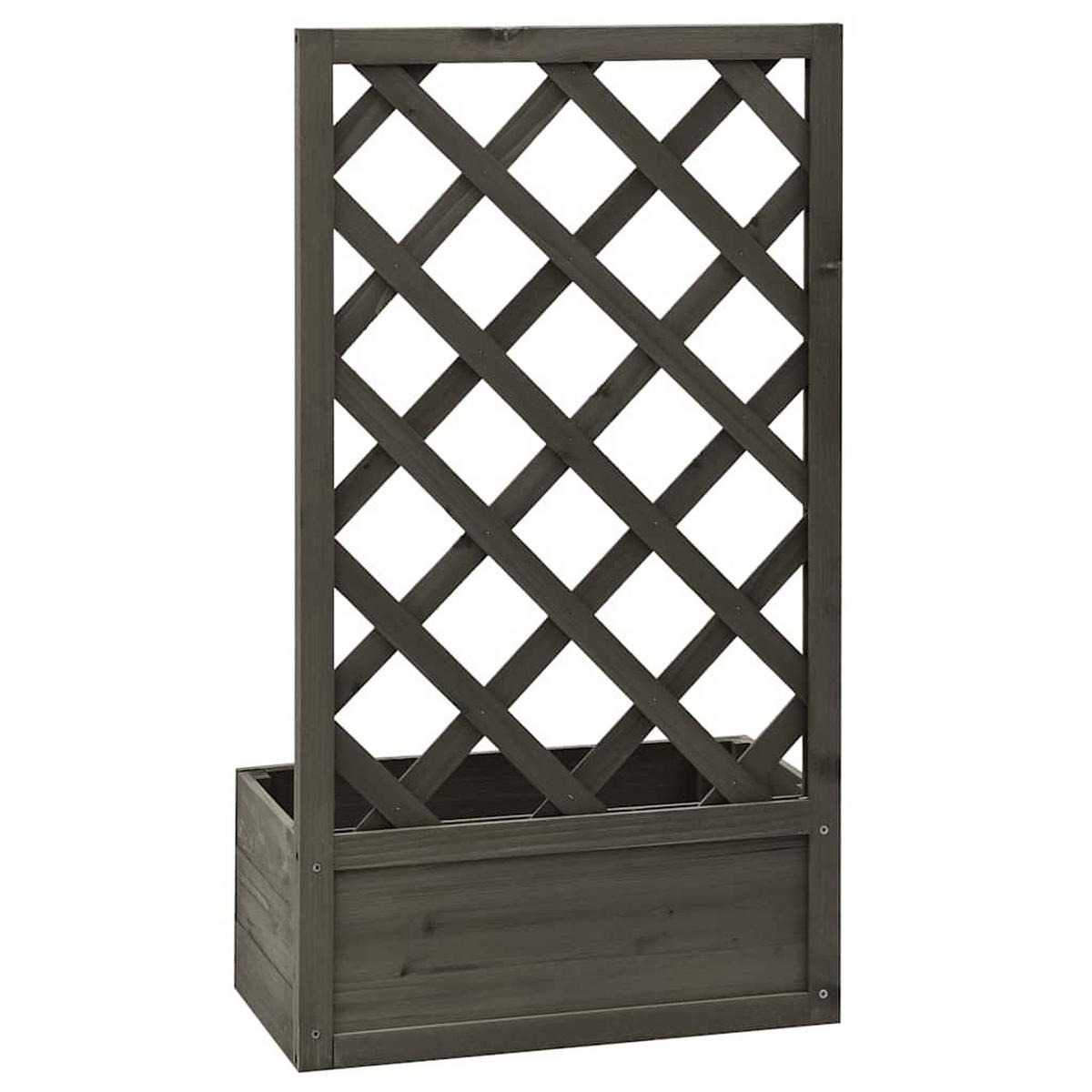 GARTEN-SPALIER mit Blumenkasten Grau 50x25x90 cm Tannenholz - Grau, Holz (50/90/25cm)