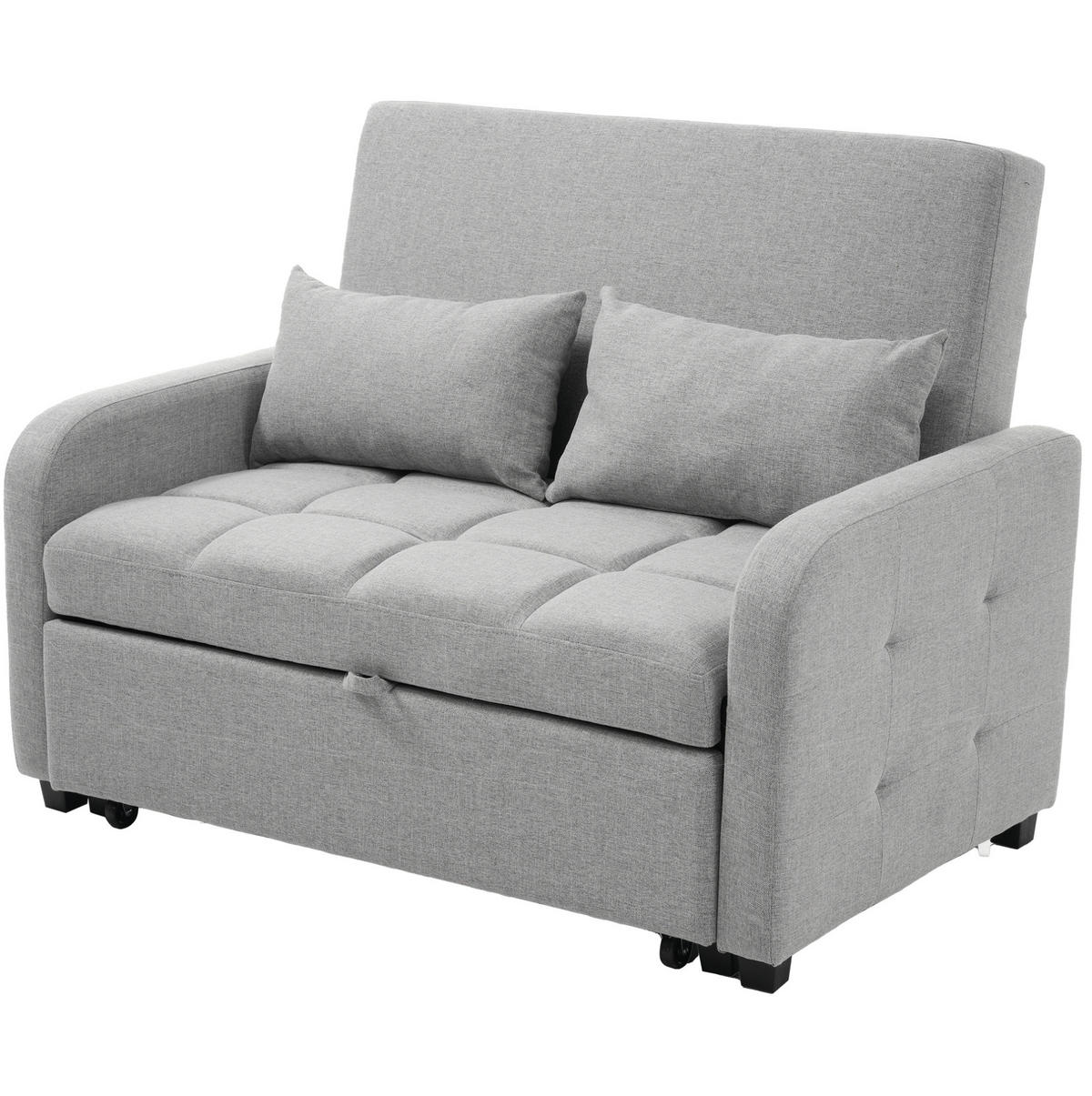 SCHLAFSOFA aus Baumwolle, Leinen, Holz und Metall 75x127x94 cm Antikgrau mit Schlaffunktion und verstellbarer Rückenlehne - Grau, Kunststoff (75/94/127cm) - Modfu